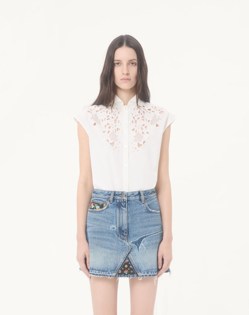 Camisa de popeline bordada