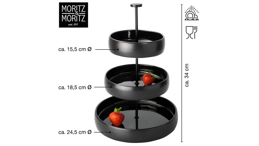 Moritz & Moritz Etagère rund Steingut schwarz