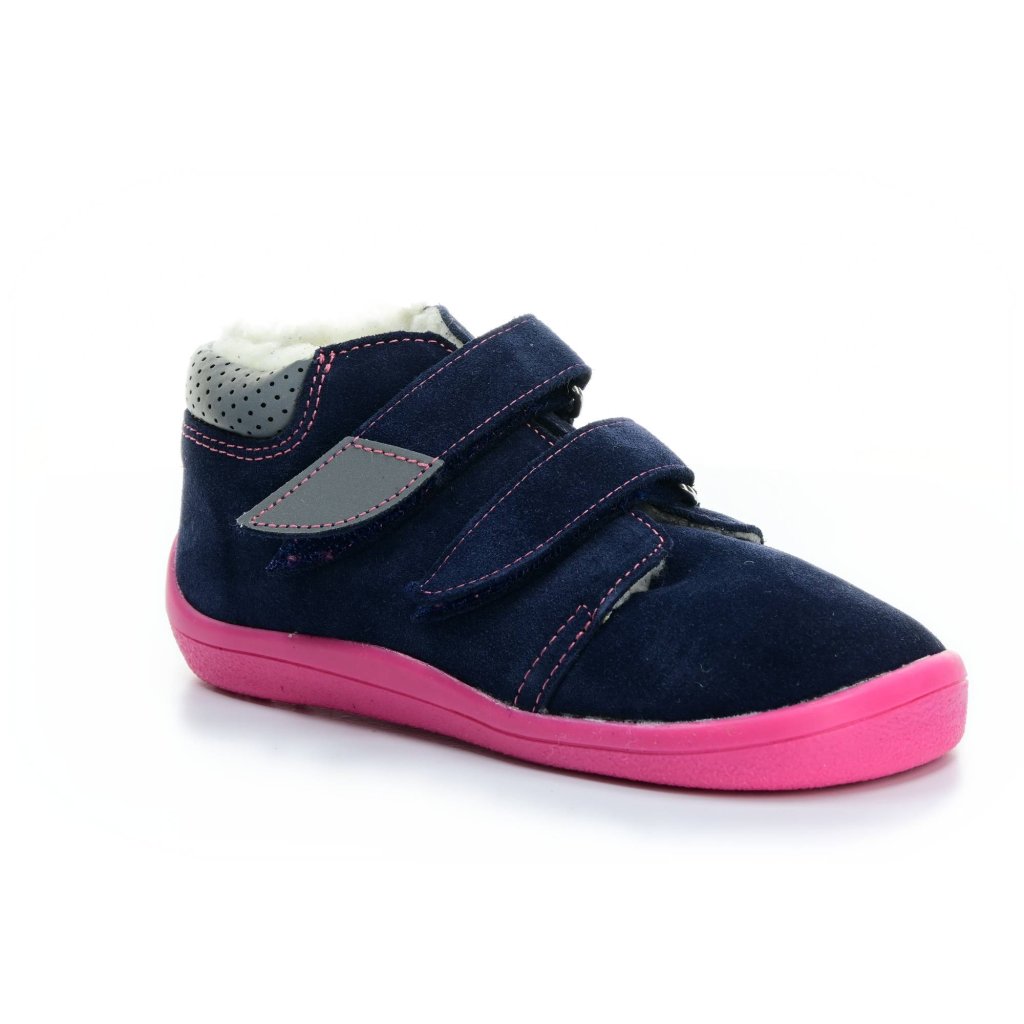 Beda Elisha mit Membran (BF 0001/W/MK/Fell, niedrig) dunkelblaue Winterbarfußschuhe