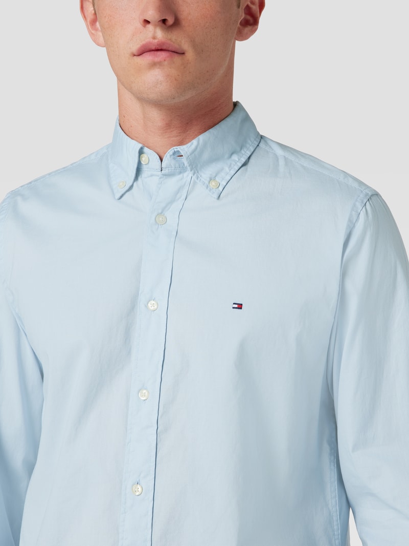 Freizeithemd mit Logo-Stitching Modell 'CORE FLEX POPLIN' in hellblau
