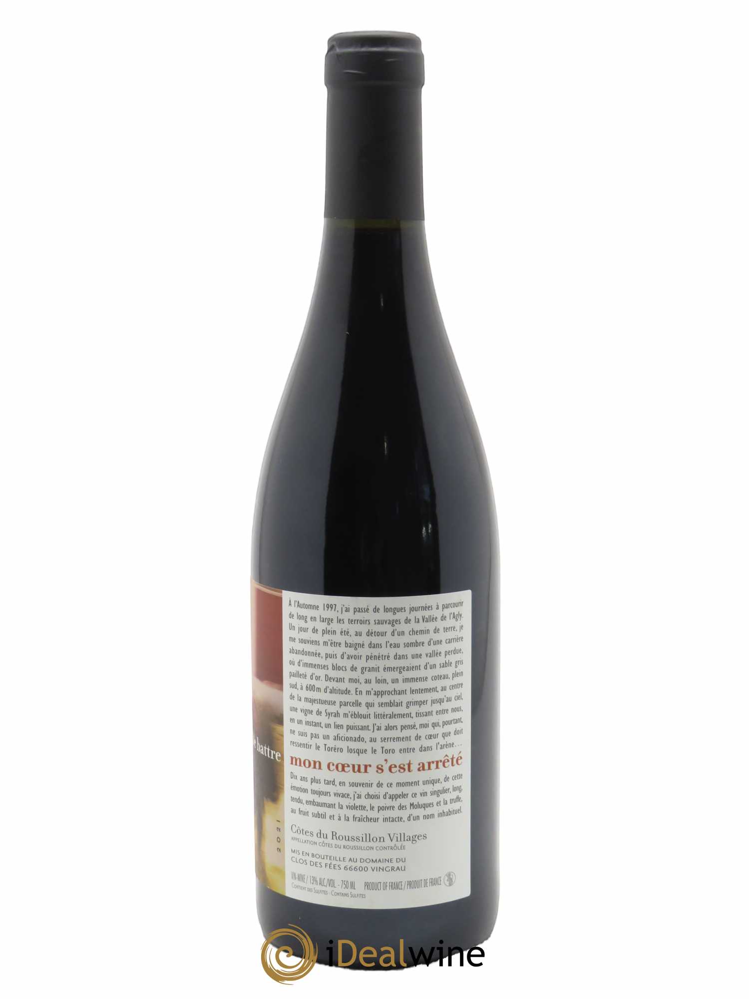 Côtes du Roussillon Clos des Fées De battre mon coeur s'est arrêté Hervé Bizeul  2021 - Lot de 1 Bouteille