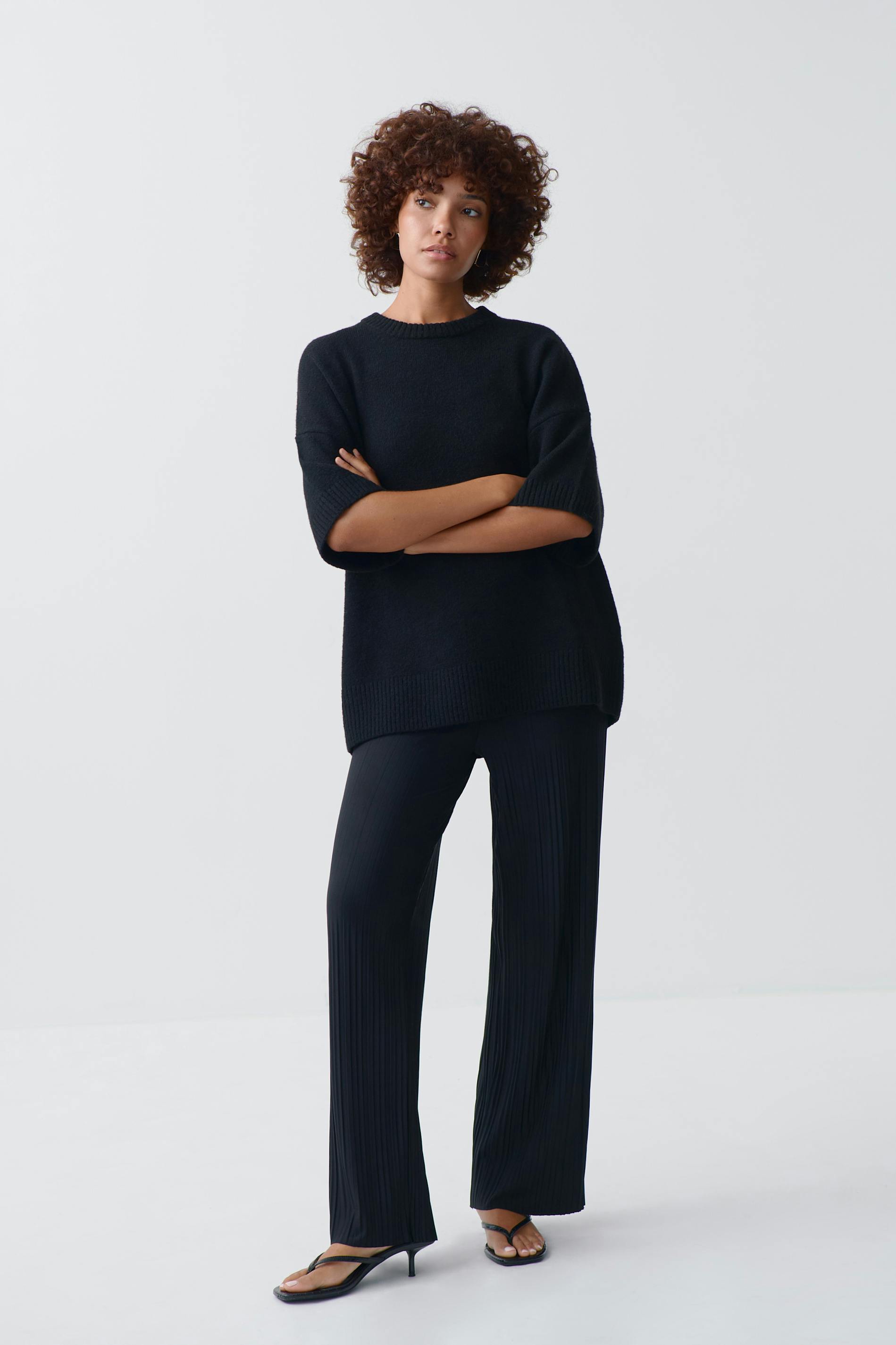 Jersey plisse trousers