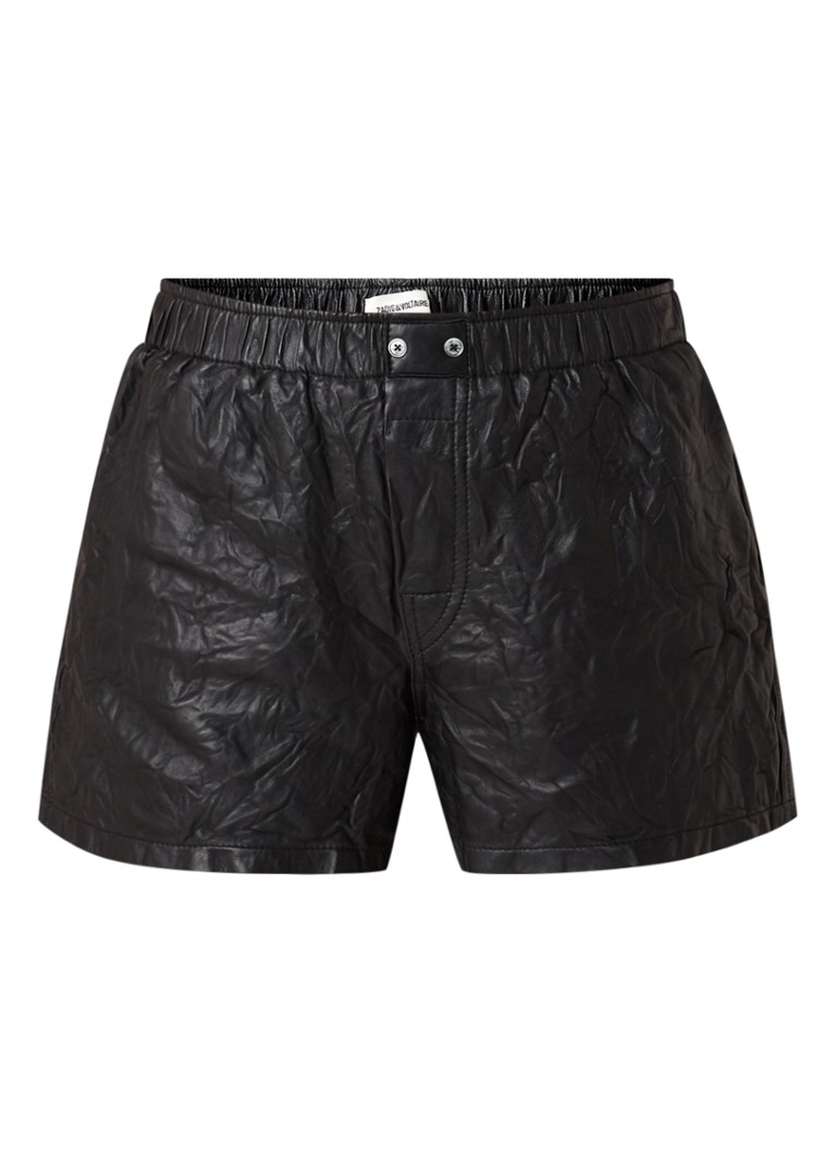 Calções de cintura alta em pele de cordeiro Zadig&Voltaire com elástico na cintura.