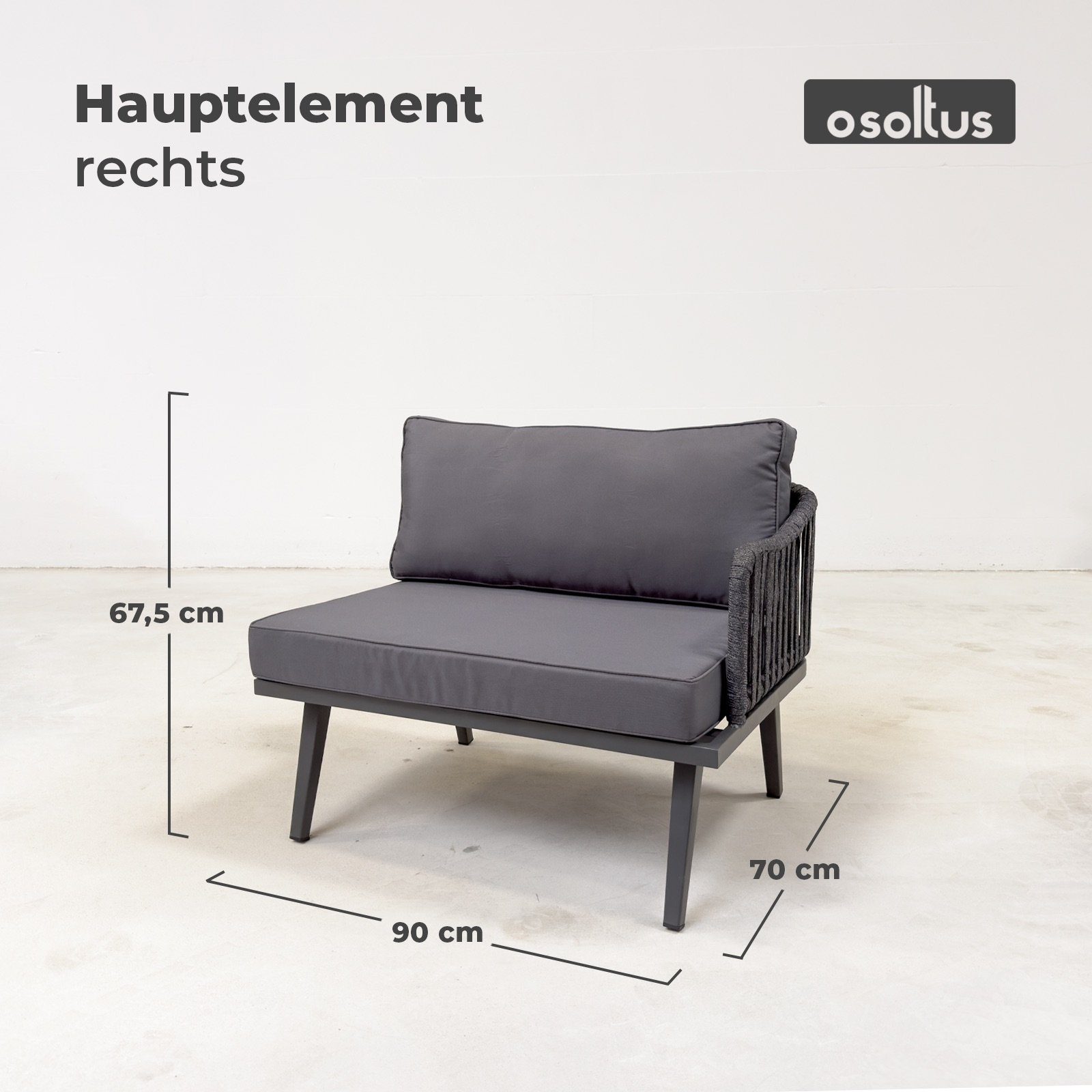 osoltus Gartenlounge-Set osoltus Rope Gartenmöbel Eckgruppe 4 tlg anthrazit