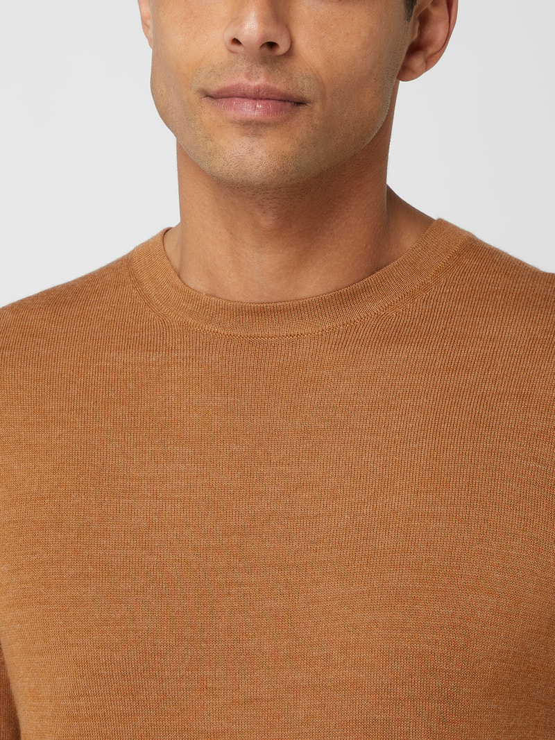 Pullover aus Merinowollmischung in cognac meliert
