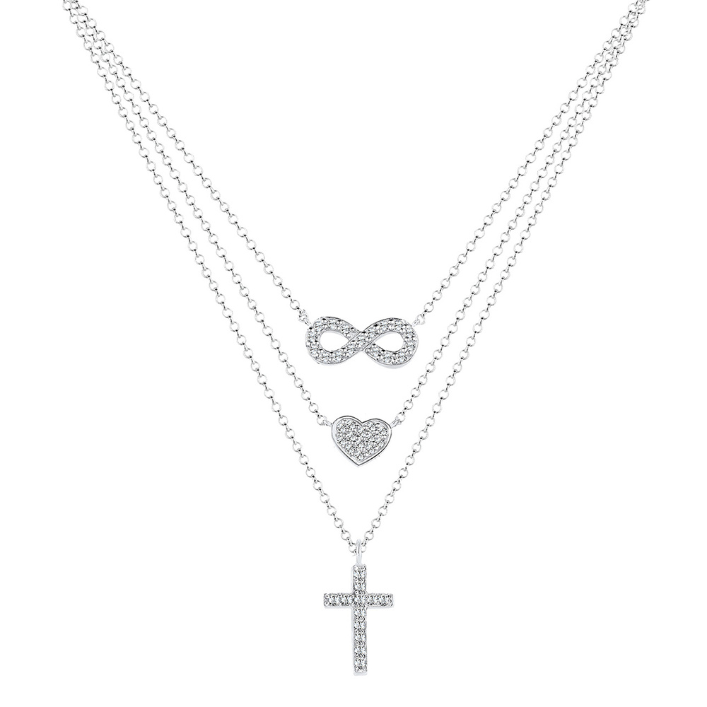 Elli Elli Collier Femme Pendentif en Forme de Croix à l'Infini avec des Cristaux  en A collier