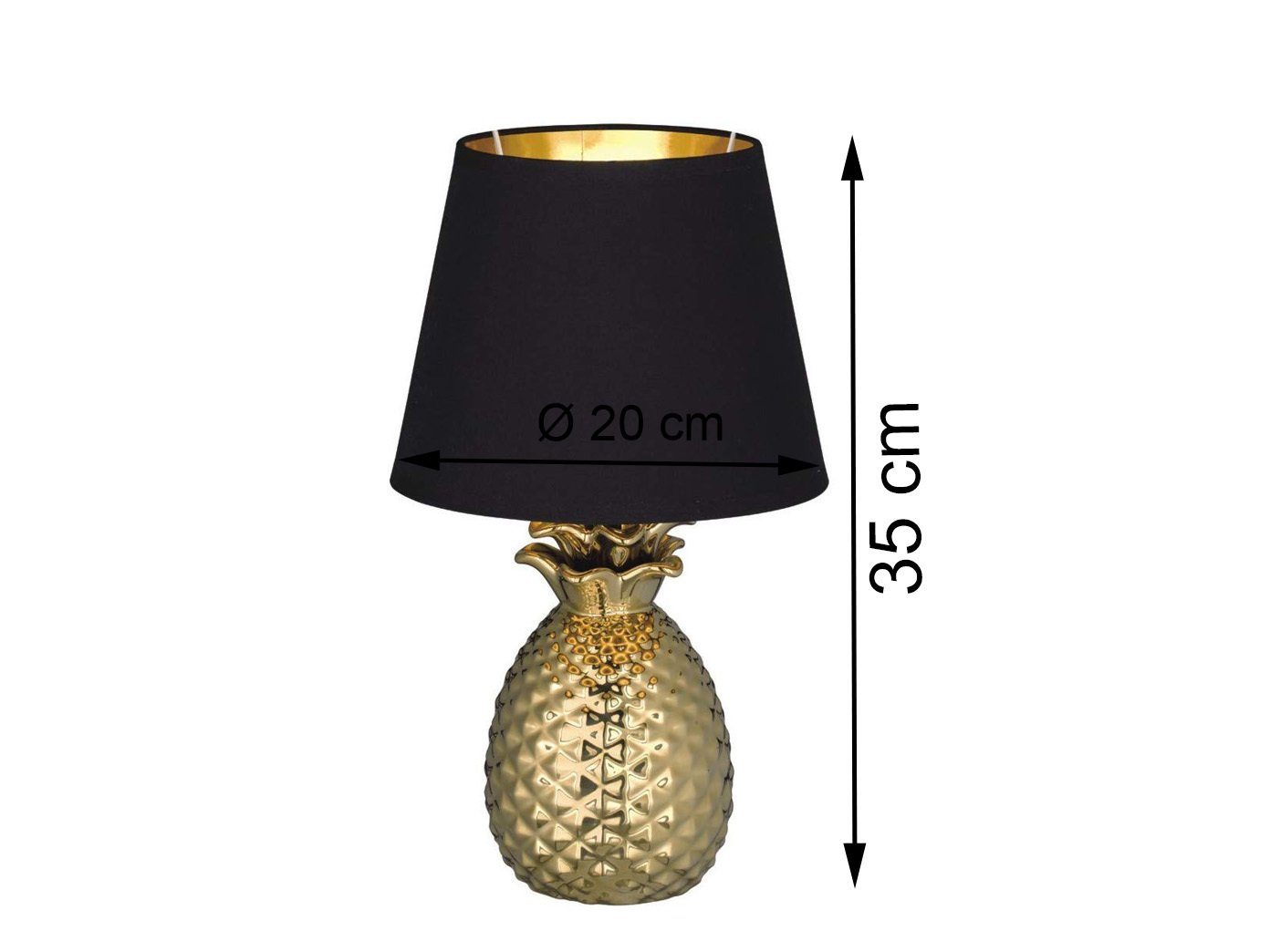 meineWunschleuchte LED Tischleuchte, LED wechselbar, Warmweiß, besondere ausgefallene Designer-lampe Fensterbank Schwarz Gold, H 35cm