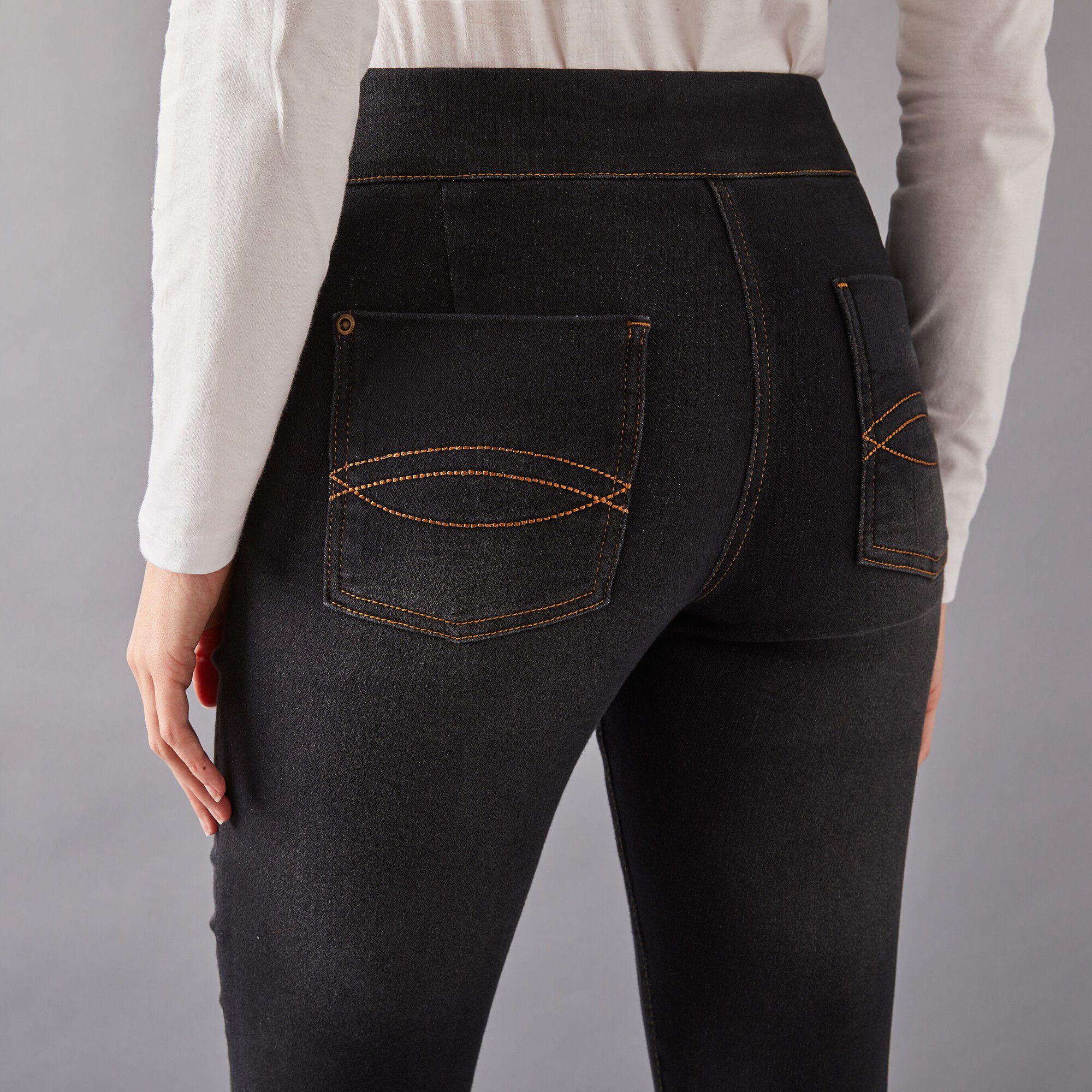 Jean bootcut ultra confort, maille effet denim, petite stature
