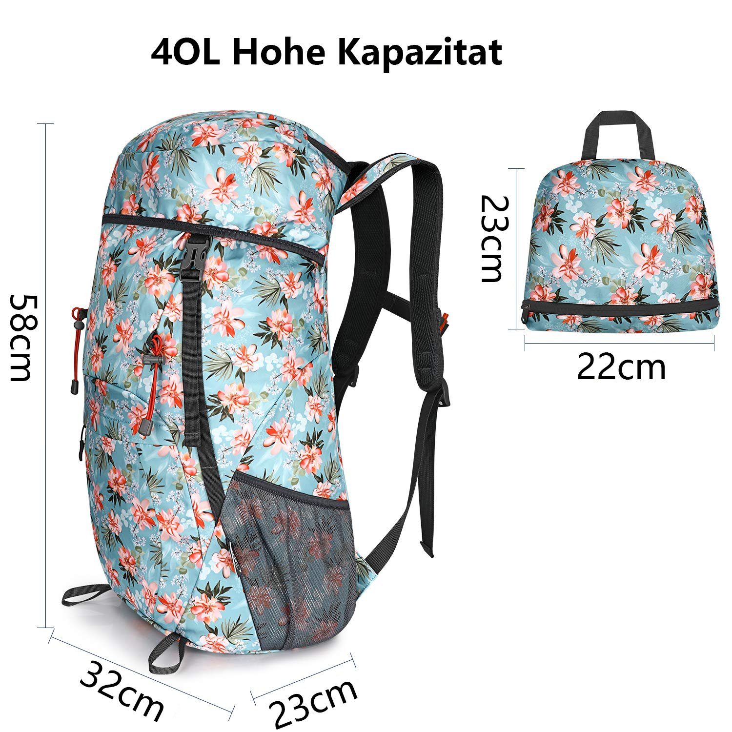 G4Free Wanderrucksack, Unisex Ultraleicht Faltbarer Wanderrucksack 35 L