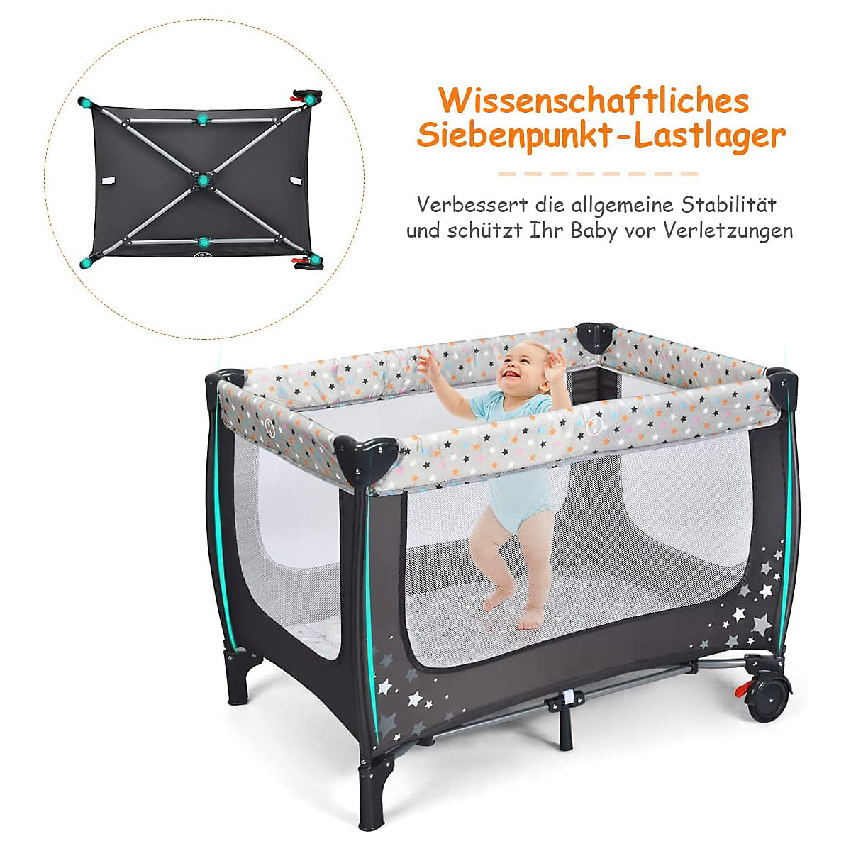Reisebett mit Matratze 120x60cm