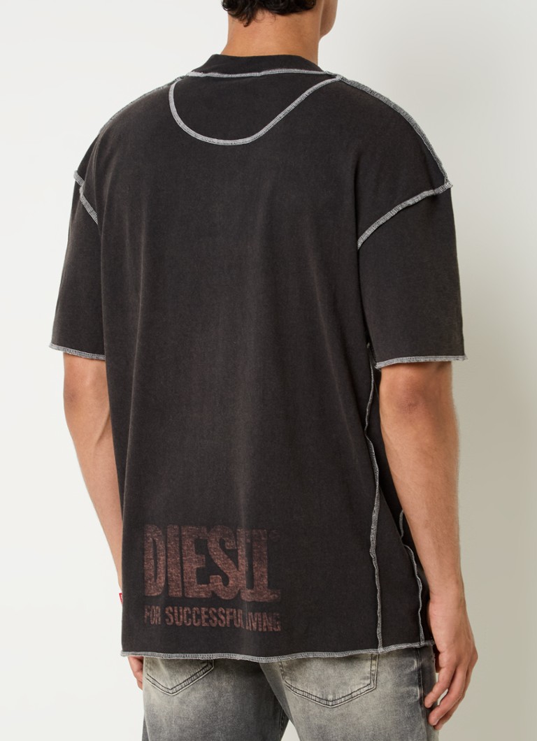 T-shirt Diesel T-Craor stampata con finitura sbiadita