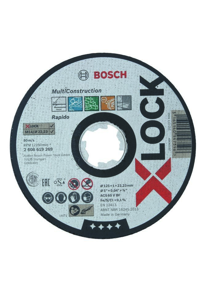 Bosch Blue Zubehör 2608619269 X-LOCK Trennscheibe Multi Material 125 mm ACS 60 V BF