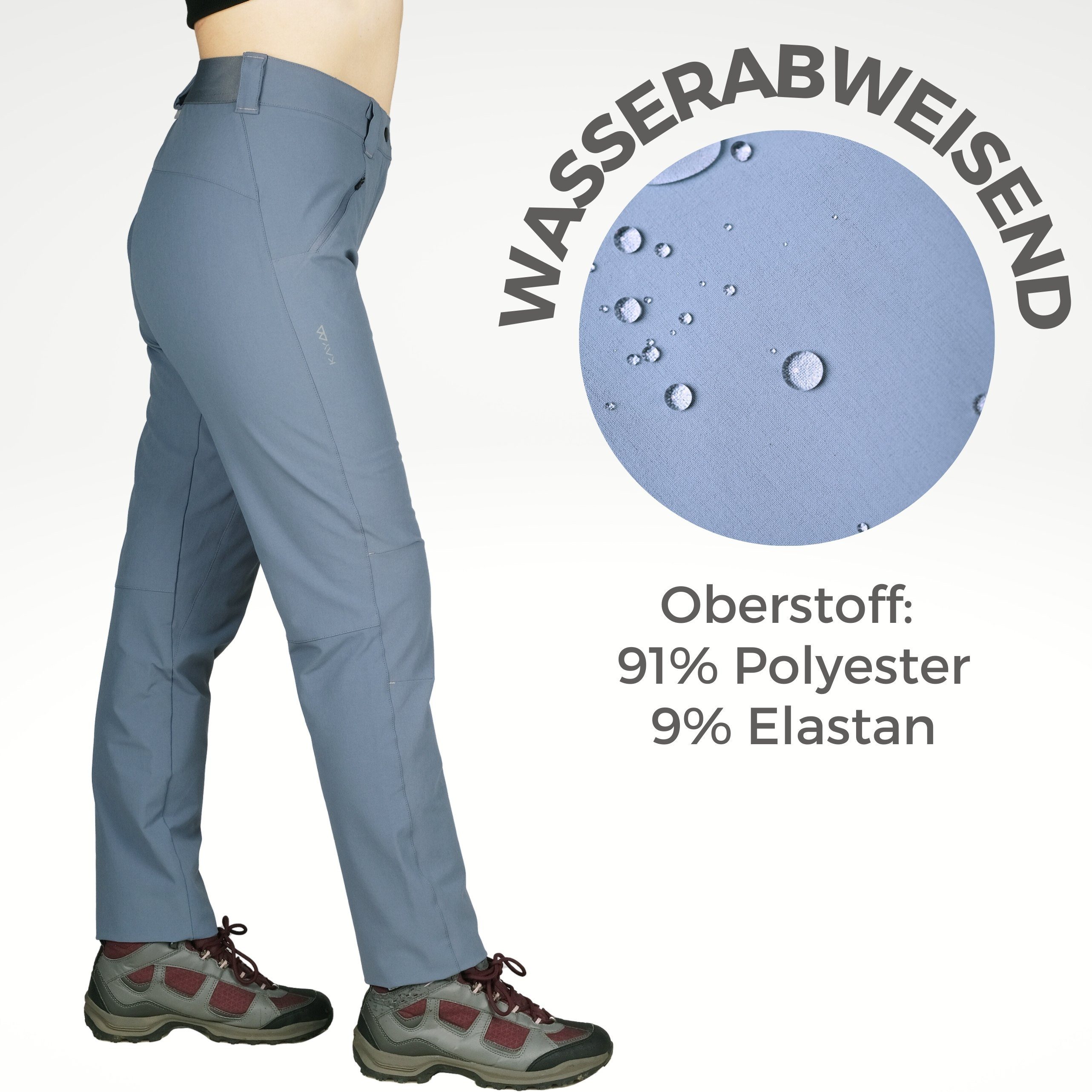 Kaymountain Trekkinghose Damen Wander Outdoor Hose Saas Fee Hybrid Thermo Sky Blue 46