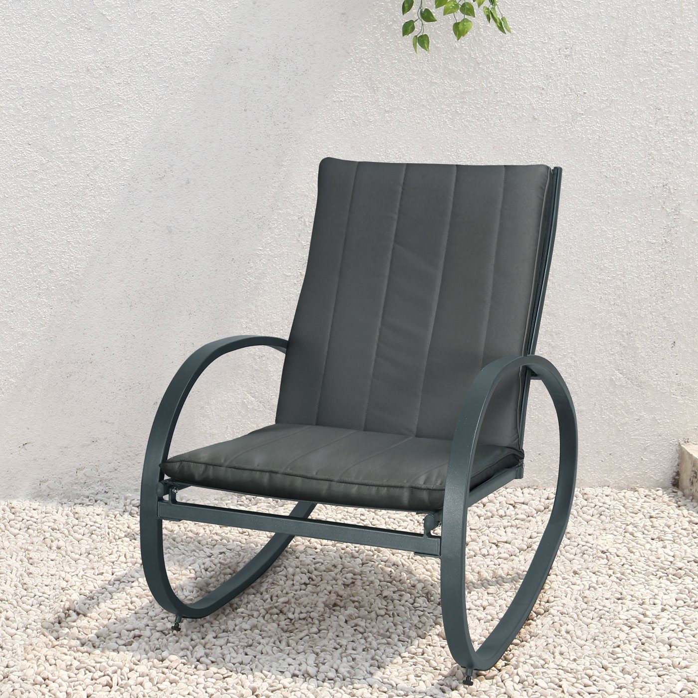SVITA Gartenstuhl EIBY DELUXE, Schaukelstuhl, Outdoor, Armlehne, Gepolstert