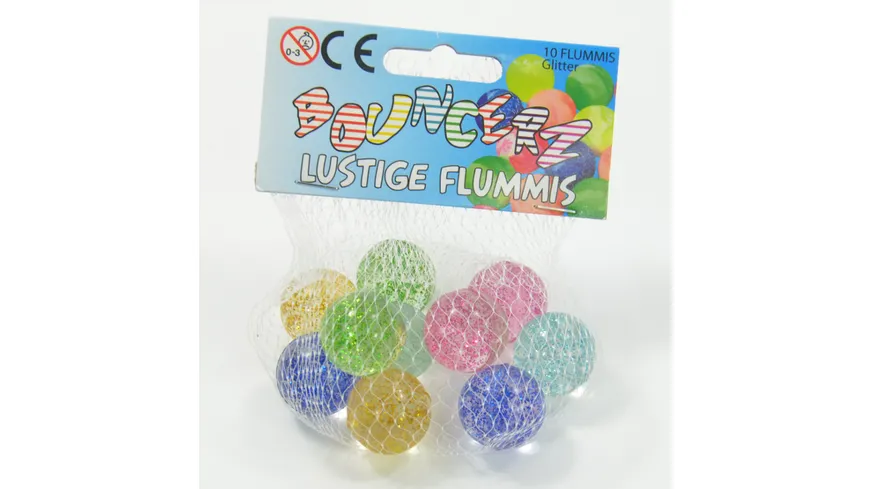 Kögler - Bouncerz, Glitter, Flummis, 10er Set, Bälle im Netz, 25mm
