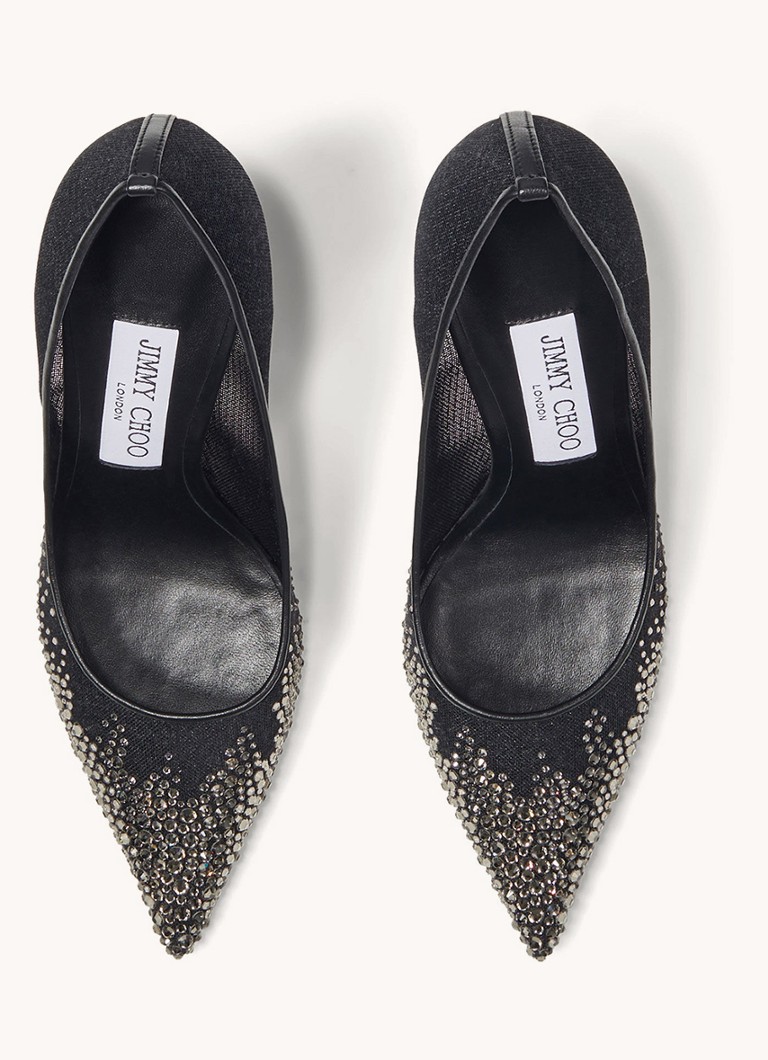 Escarpins Jimmy Choo Love 85 ornés de strass et de détails en cuir d'agneau