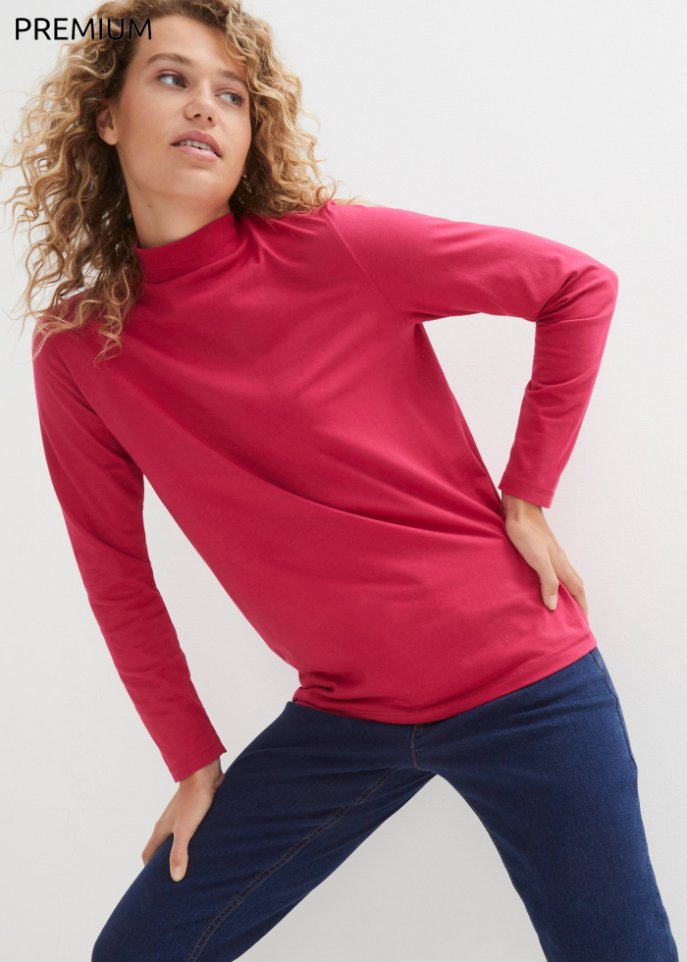 Essential Langarmshirt mit Stehkragen, seamless