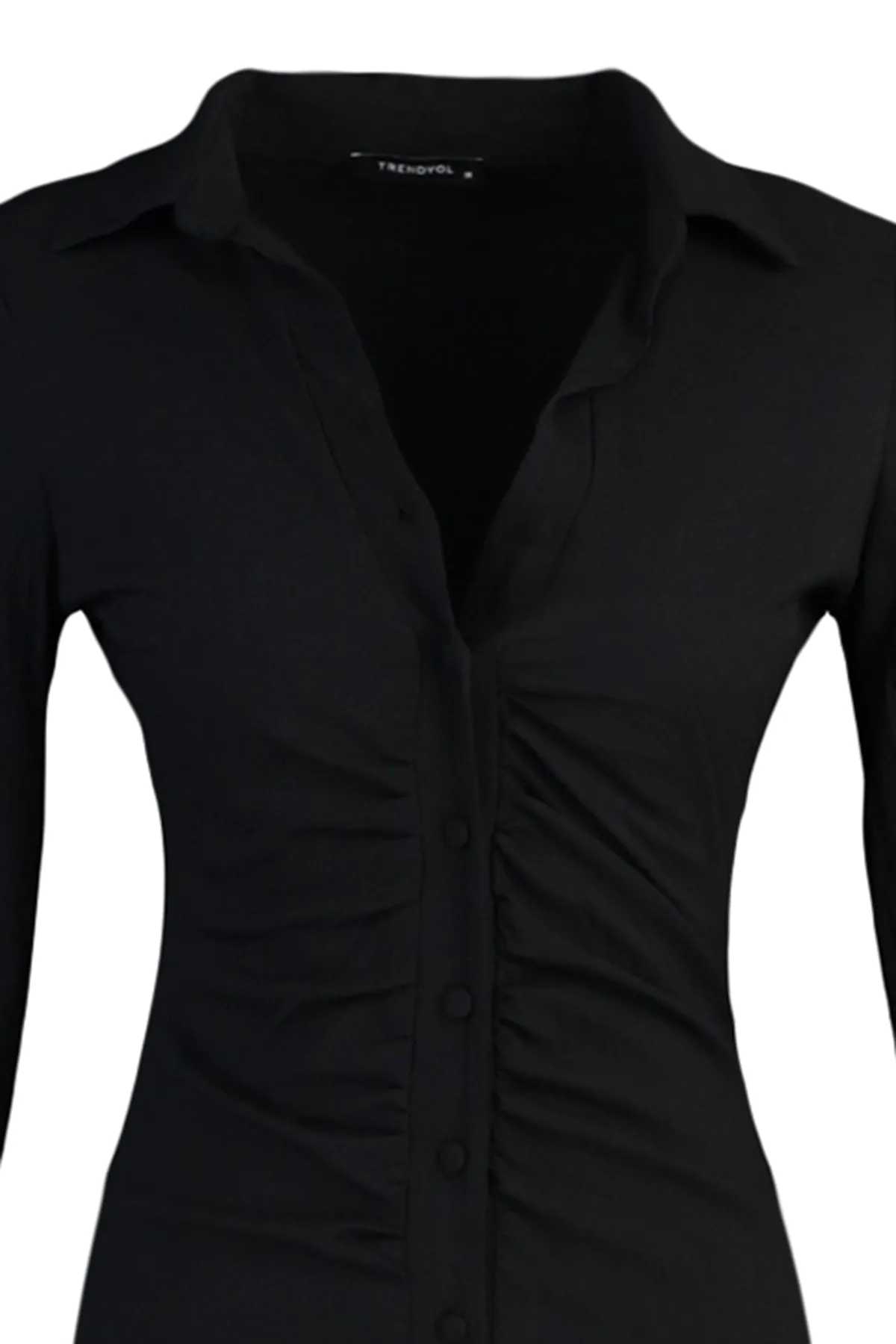 Trendyol Collection  Schwarzes, gewebtes Midi-Kleid mit Kordelzug und detailliertem Webmuster TWOAW22EL1343