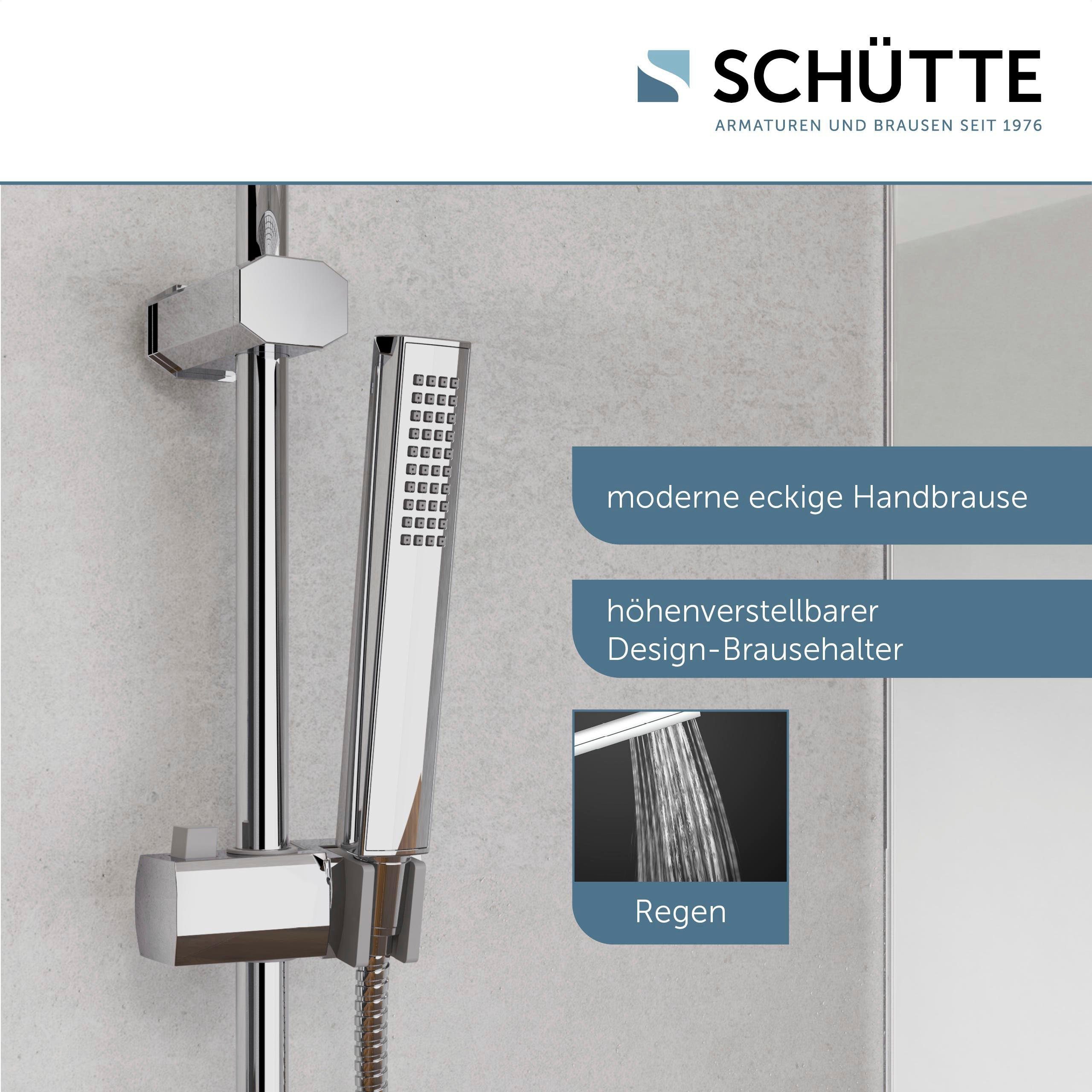 Schütte Brausegarnitur TOKYO, Höhe 102 cm, Set, inkl. Wasserspardichtung, Antikalk, höhenverstellb., Edelstahl-Stange