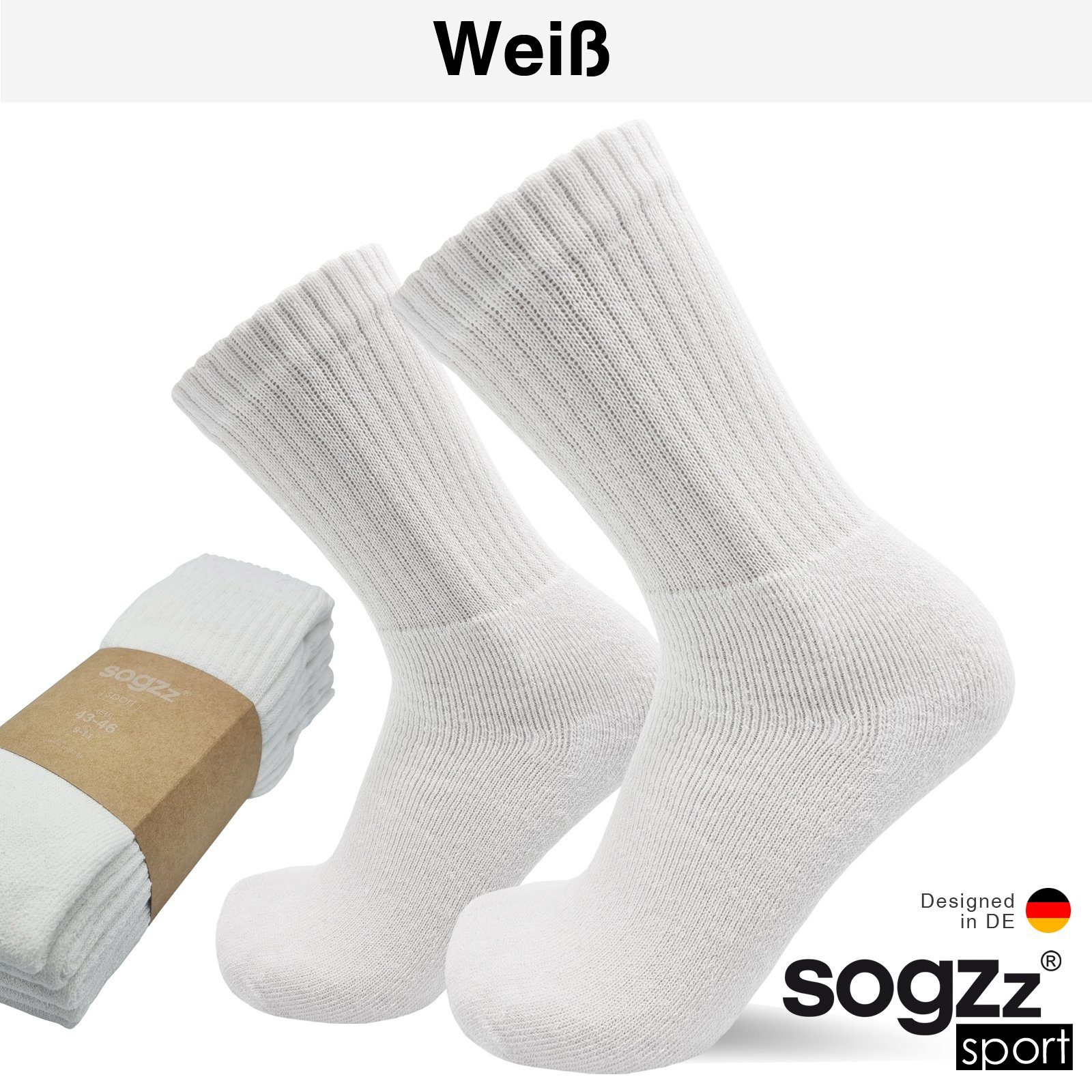 sogzz Tennissocken 5-30 Paar Sportsocken 80% Baumwolle Arbeitssocken Herren Damen (Modell: Sport Basic, 5-Paar)