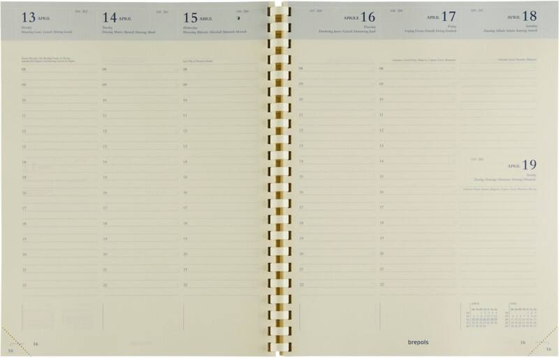 Brepols Terminkalender Nachfüllung Concorde A4 2025 1 Woche/2 Seiten Papier Creme Deutsch, Englisch, Französisch, Italienisch, Niederländisch, Spanisch 21,5 x 1,3 x 26,8 cm