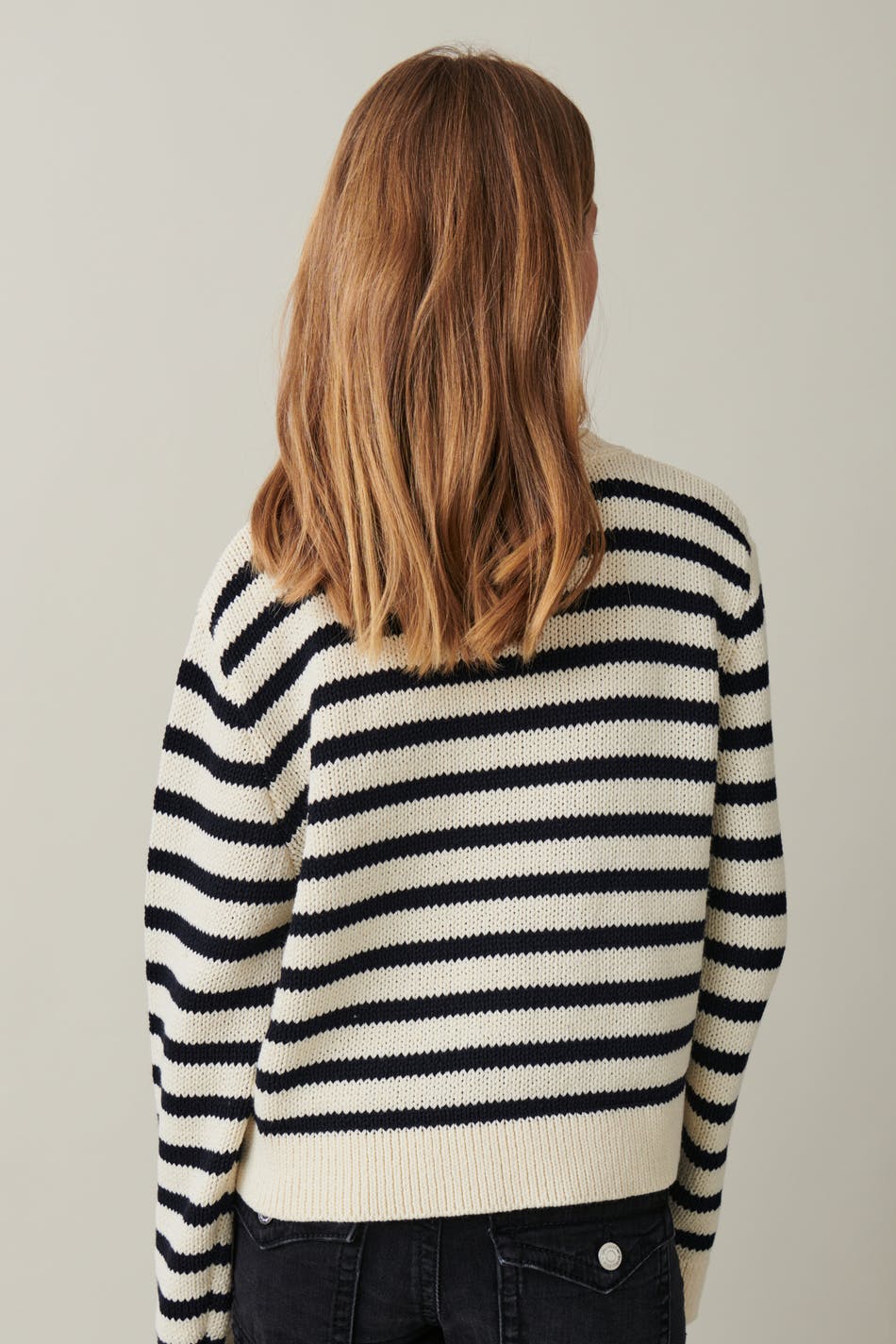 Y knitted striped cardigan