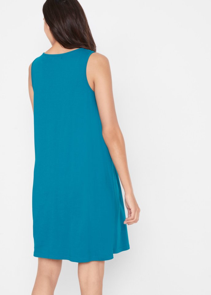 Kurzes Baumwoll-Shirtkleid mit Spitze, ärmellos