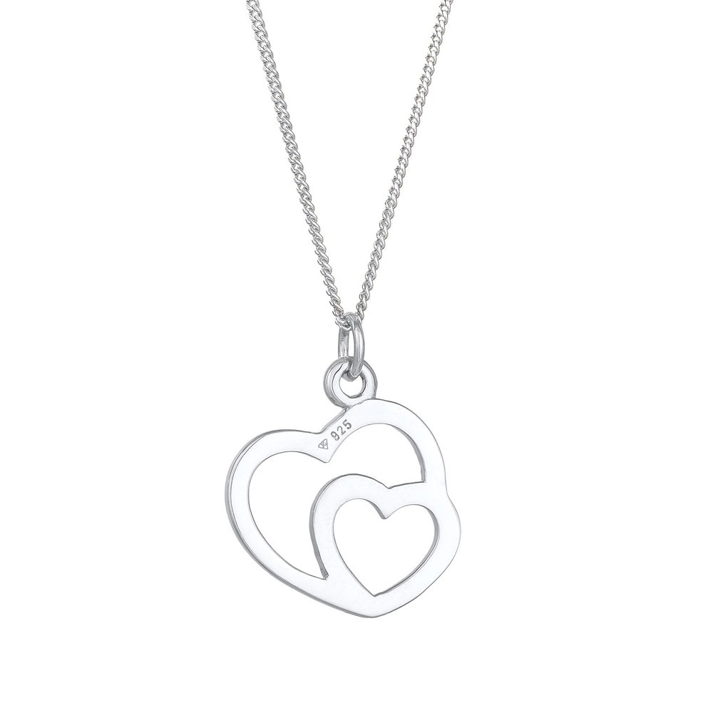 Elli Elli Collier Pendentif Femme Cœur Simple Connecté en Argent massif 925 Bijoux
