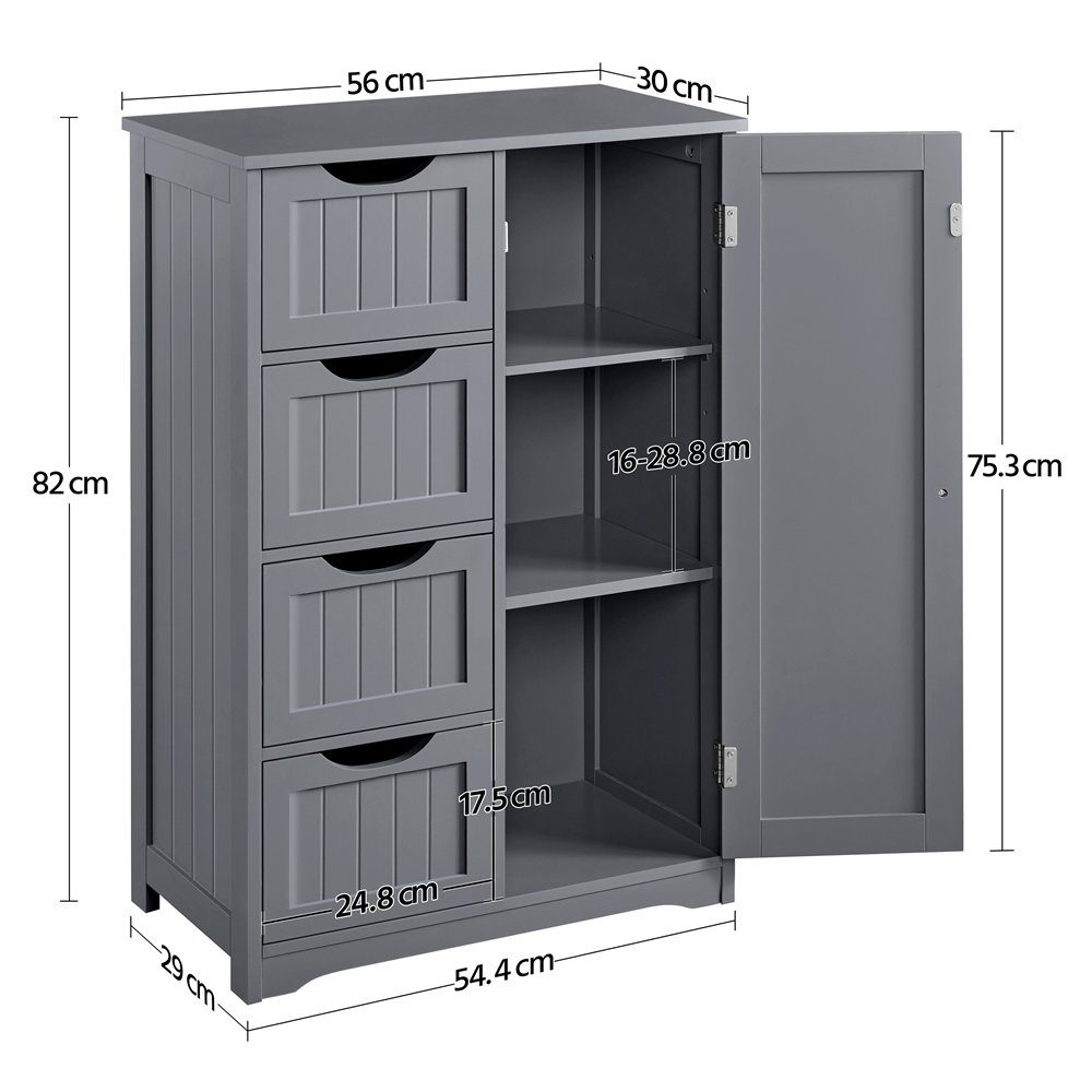 Yaheetech Badkommode Badezimmerschrank, verstellbar, Sideboard