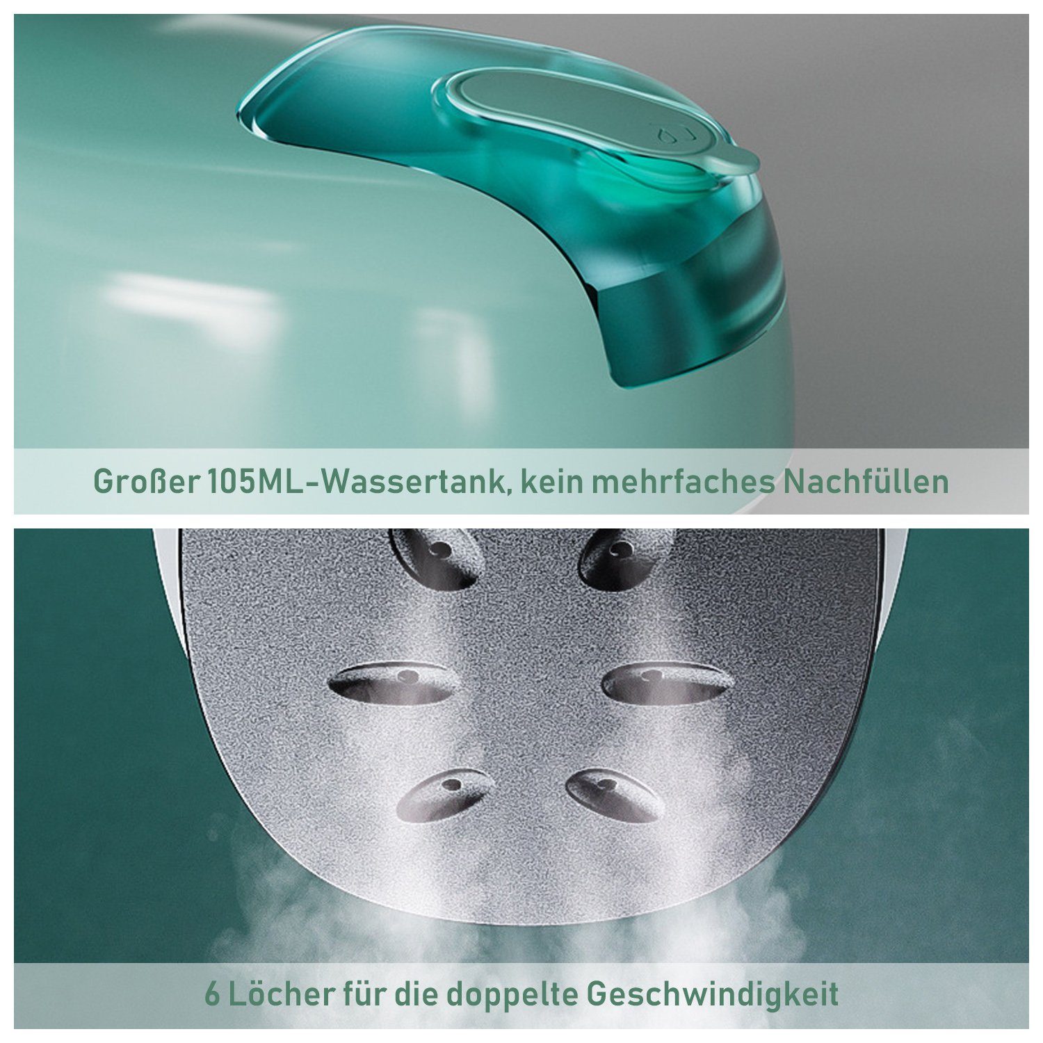 Kpaloft Dampfbürste 1000W, Sichtbarer Wassertank, Dampfglätter, 105ml Reisebügeleisen Haushalt