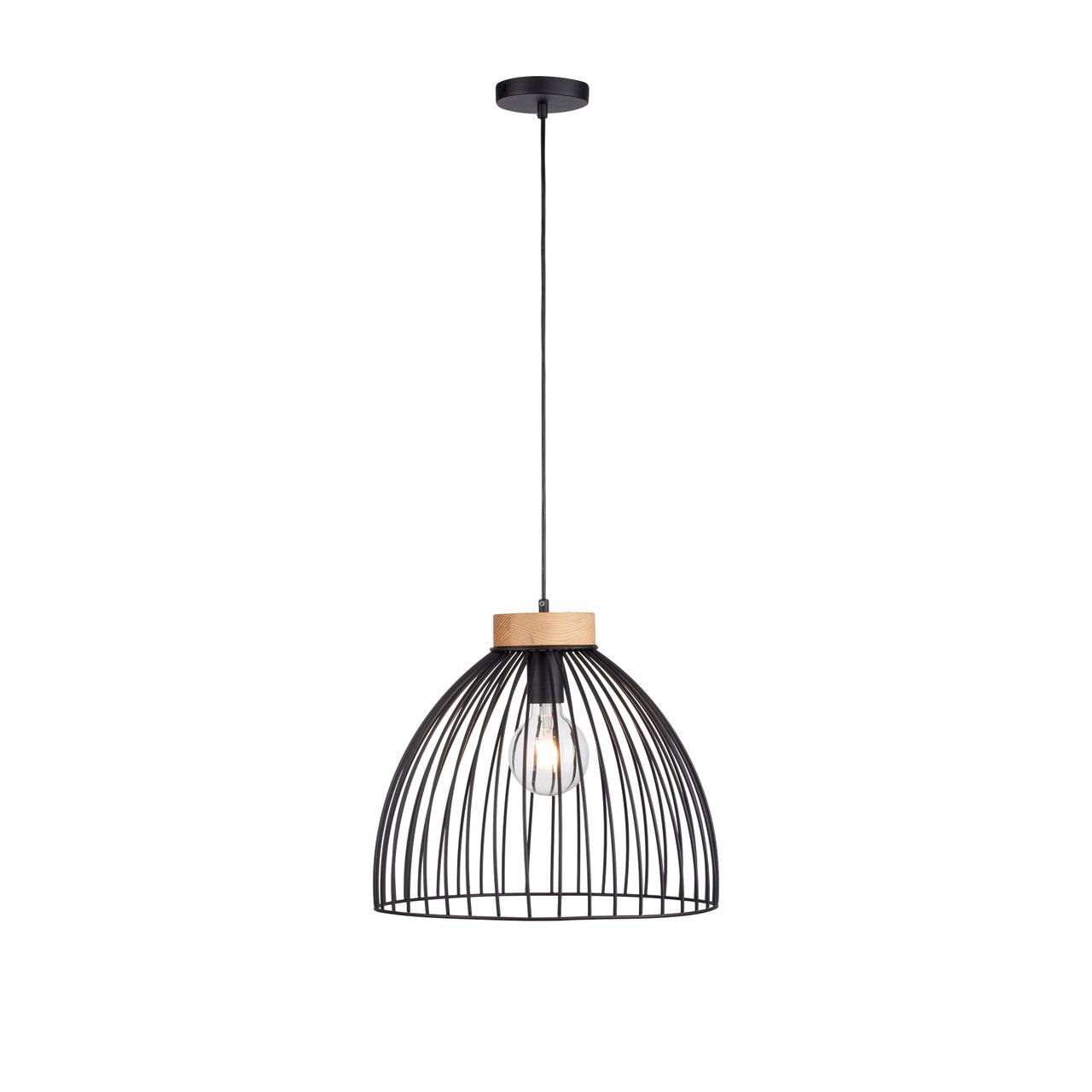 JUST LIGHT LeuchtenDirekt LAMI, Pendelleuchte 1-flammig, E27 Leuchtmittel a max. 25,00 Watt, Metallschirm, Ø40cm, schwarz