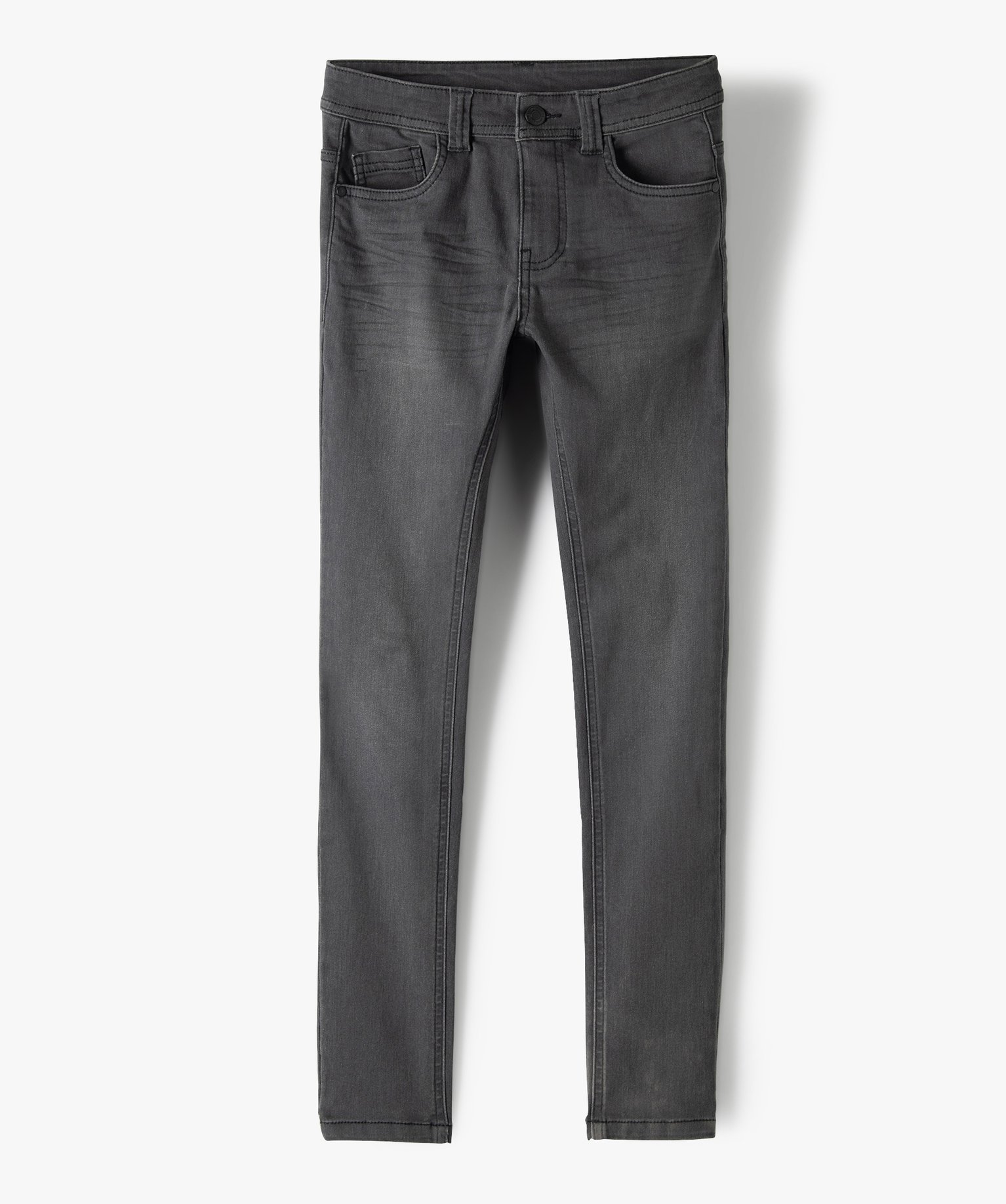Jean Garçon ultra skinny stretch avec plis aux hanches grey | GEMO