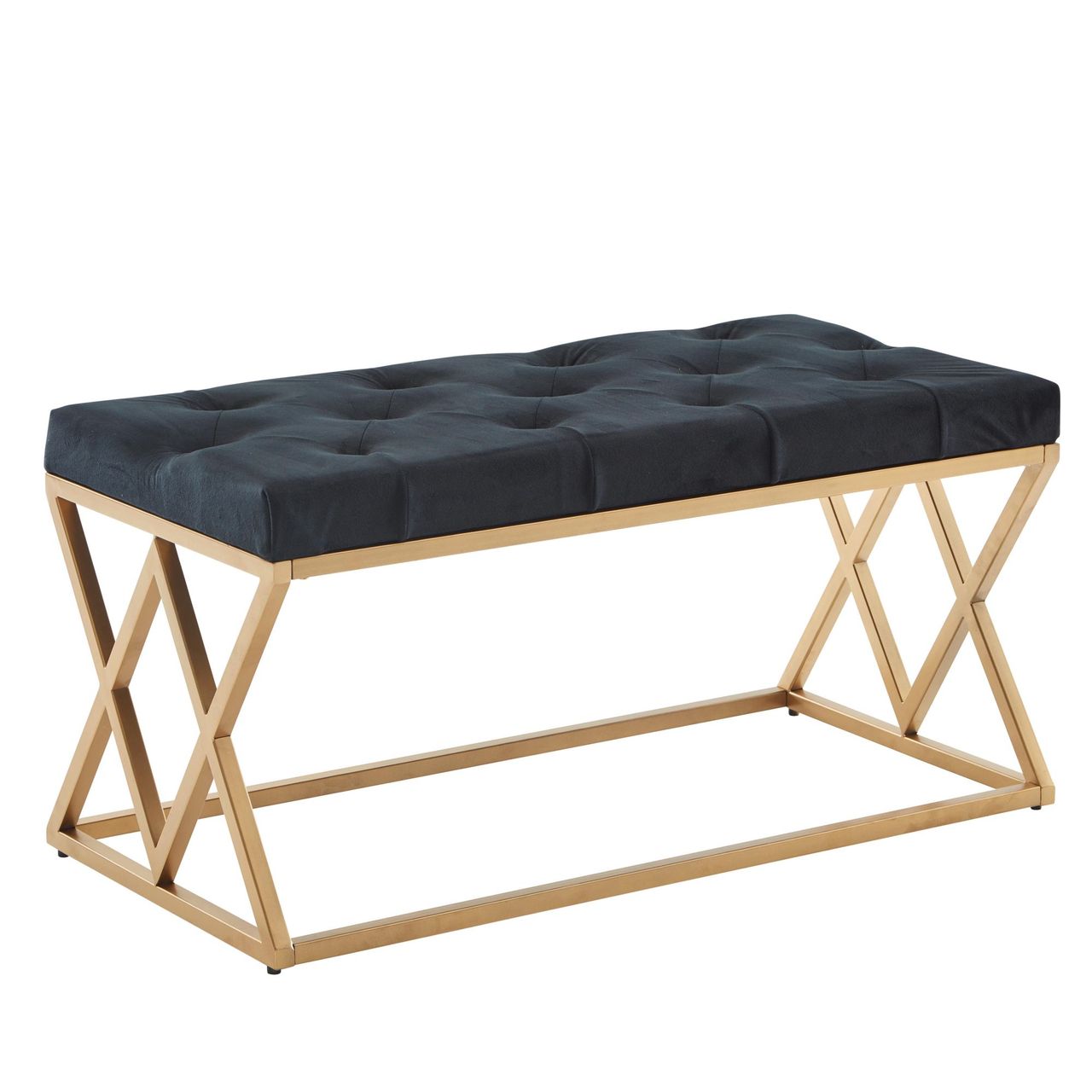 Skyport WOHNLING Sitzbank Schwarz Polsterbank 90 cm Bettbank Chesterfield Flurbank Samt