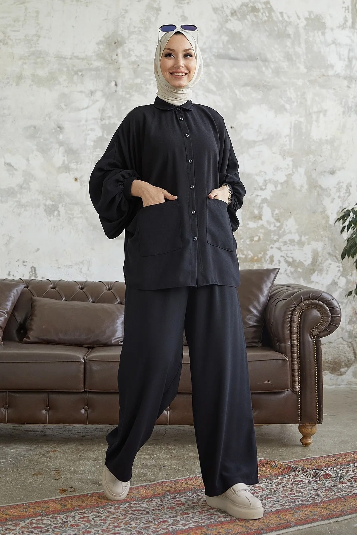 InStyle  Muno Lässiges Set mit Ballonärmeln - Schwarz