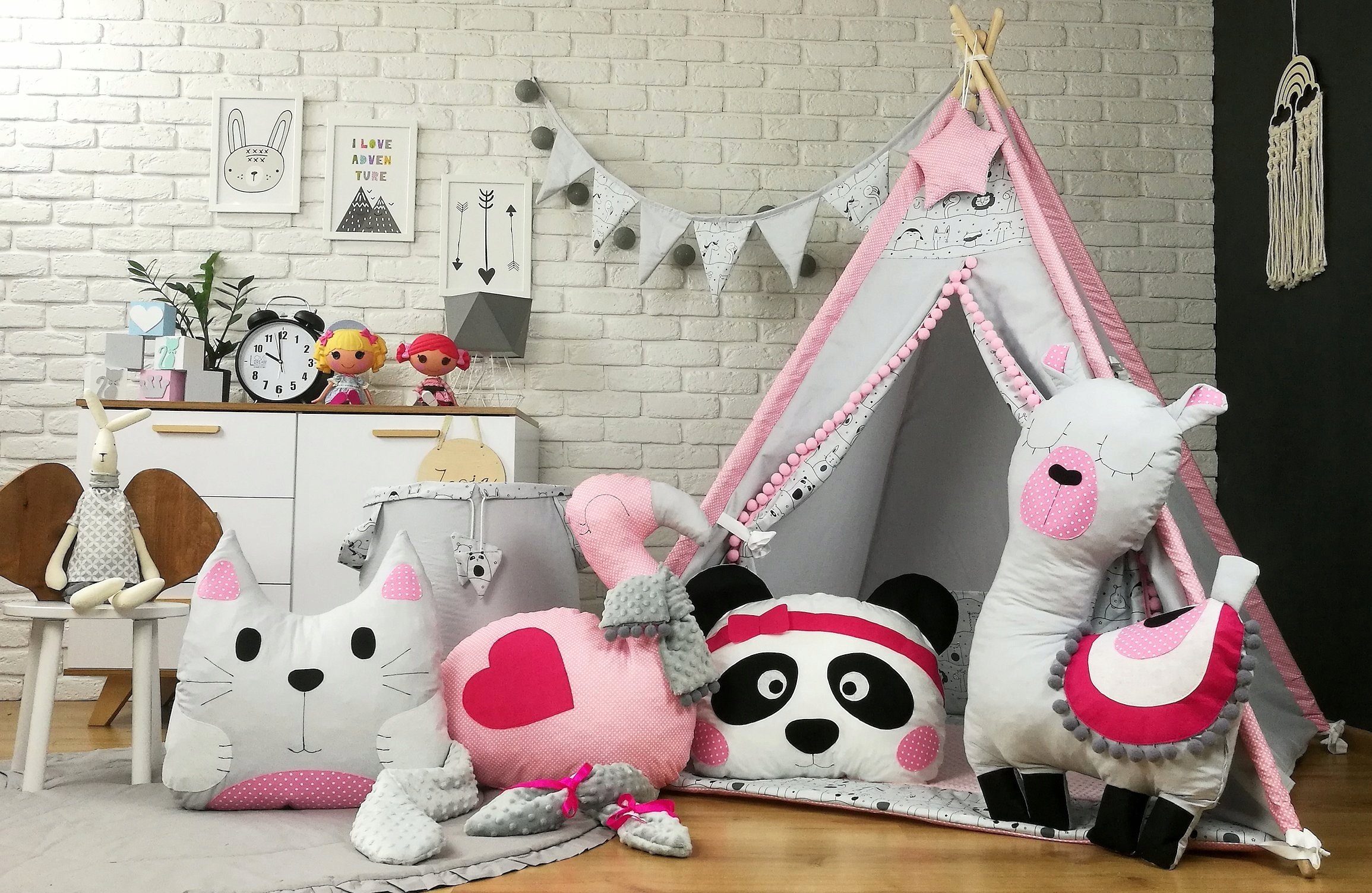 Pamek Tipi-Zelt Tipi Tiere Kissen Spielzelt Komplett SET mit Tieren, Personen: 1 (7 tlg)