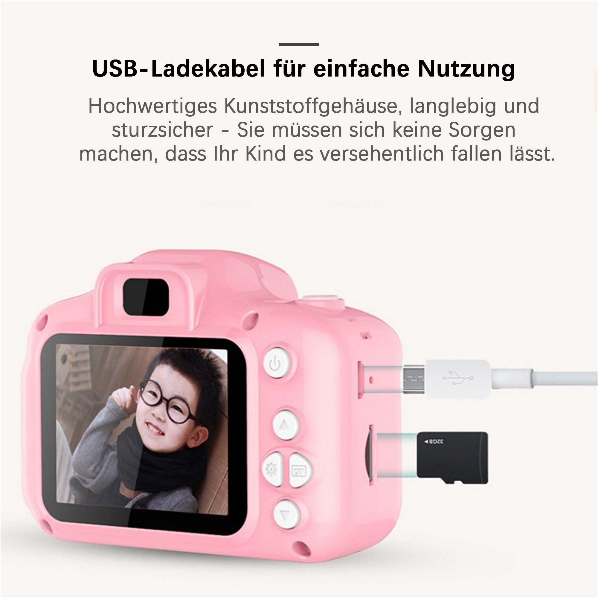 Yoyaxi Mini-Digitalkamera für Kinder Sofortbildkamera (inkl. Geeignet für Kinder von 3-12 Jahren, Schutzauslegung des Rumpfes, 800W HD-Pixel, intelligenter Fokus ohne eine Taste, aufrüstbare Videoaufnahmefunktion)