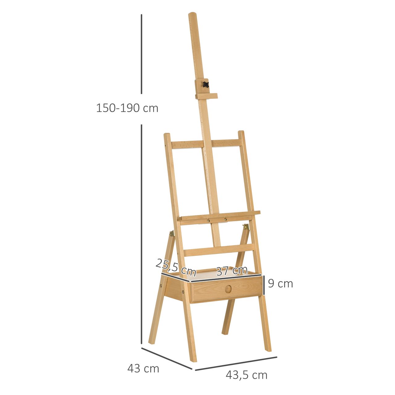 Vinsetto Staffelei Standstaffelei Klappbare Holzstaffelei für Leinwände bis 92cm