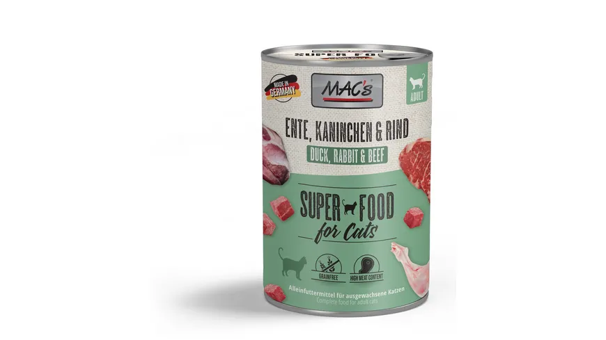 MAC's CAT Katzennassfutter Ente, Kaninchen & Rind 400 g