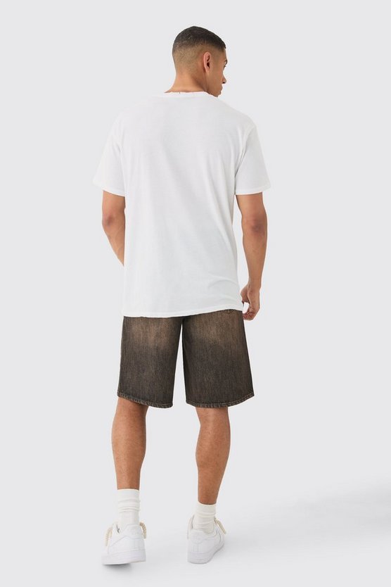 Zerrissenes Oversize T-Shirt mit Stickerei