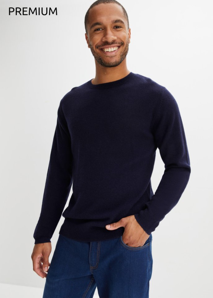Premium Wollpullover mit Good Cashmere Standard®-Anteil, Rundhals