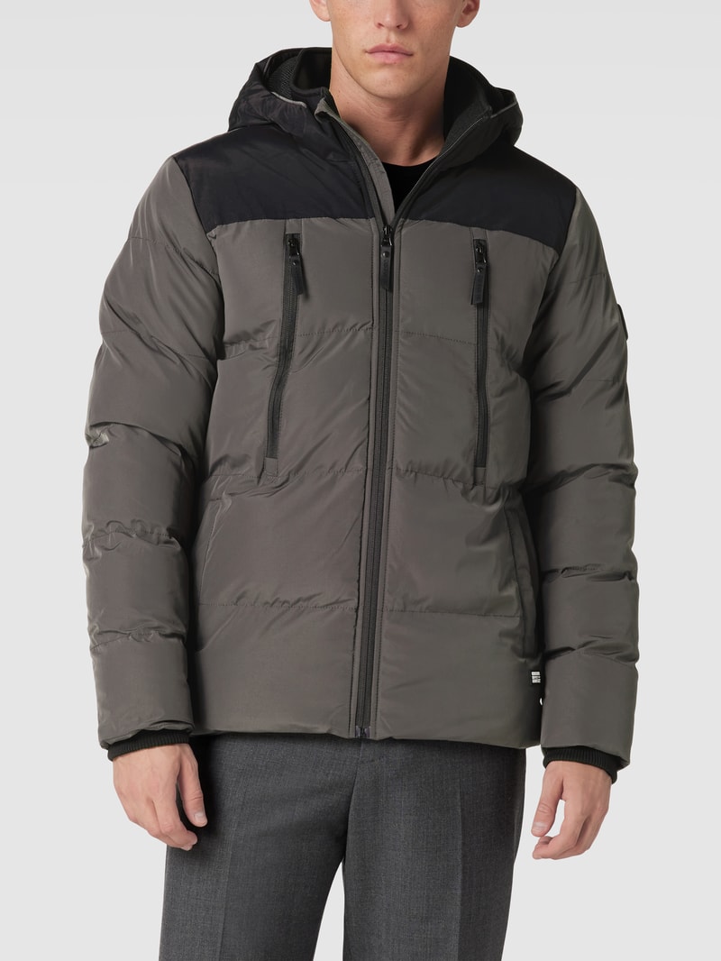Steppjacke mit Label-Detail Modell 'Brentham' in anthrazit