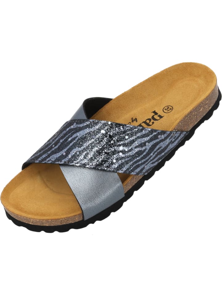 palado Pantoletten in grau zebra glitzer günstig kaufen
