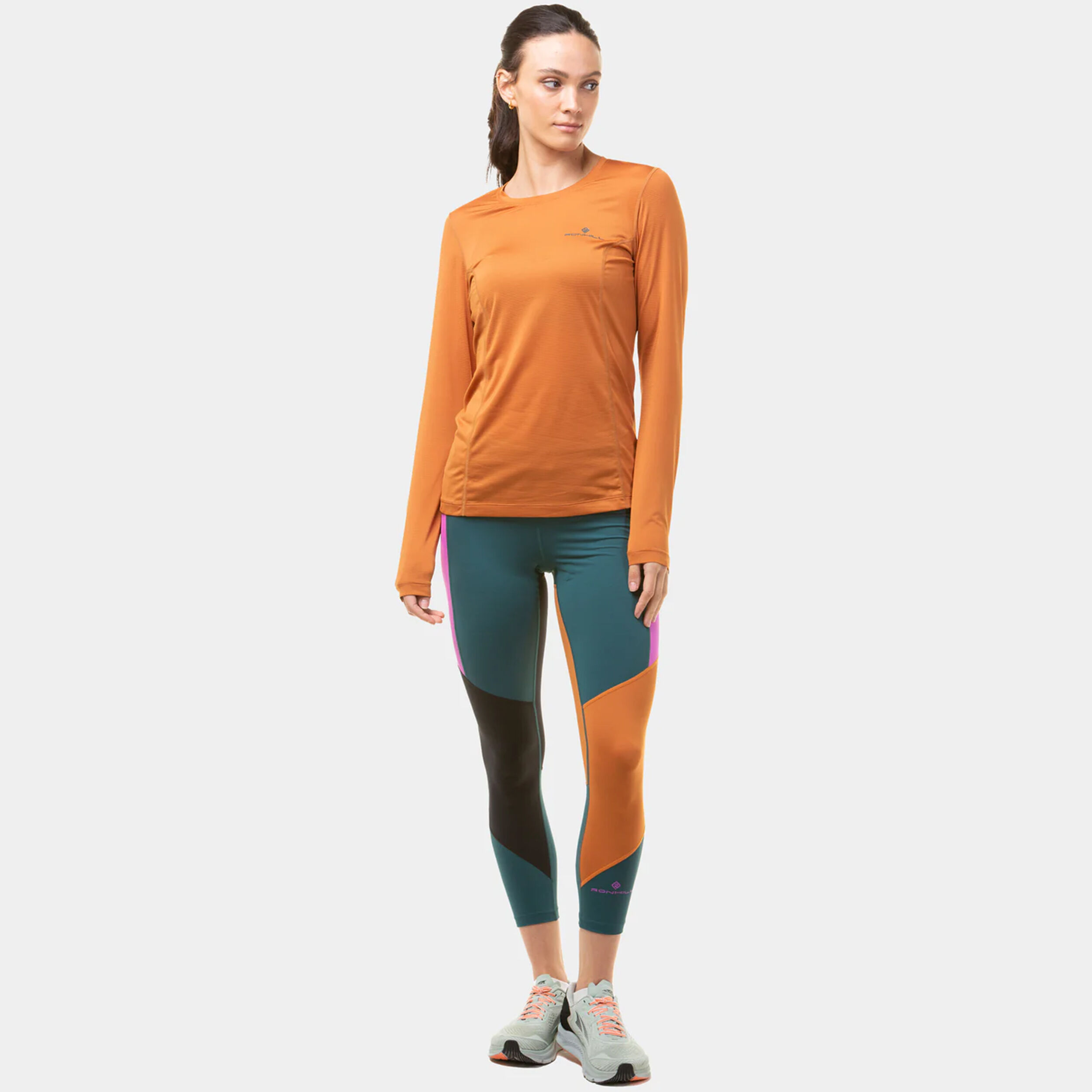 Tech Crop Lauftight Damen - Petrol, Mehrfarbig