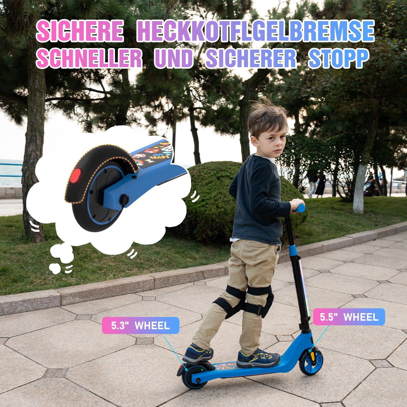 RCB Miniscooter tolles Weihnachtsgeschenk für Kinder von 4-8, 5,5 Zoll Elektroroller, 80,00 W, 8,00 km/h
