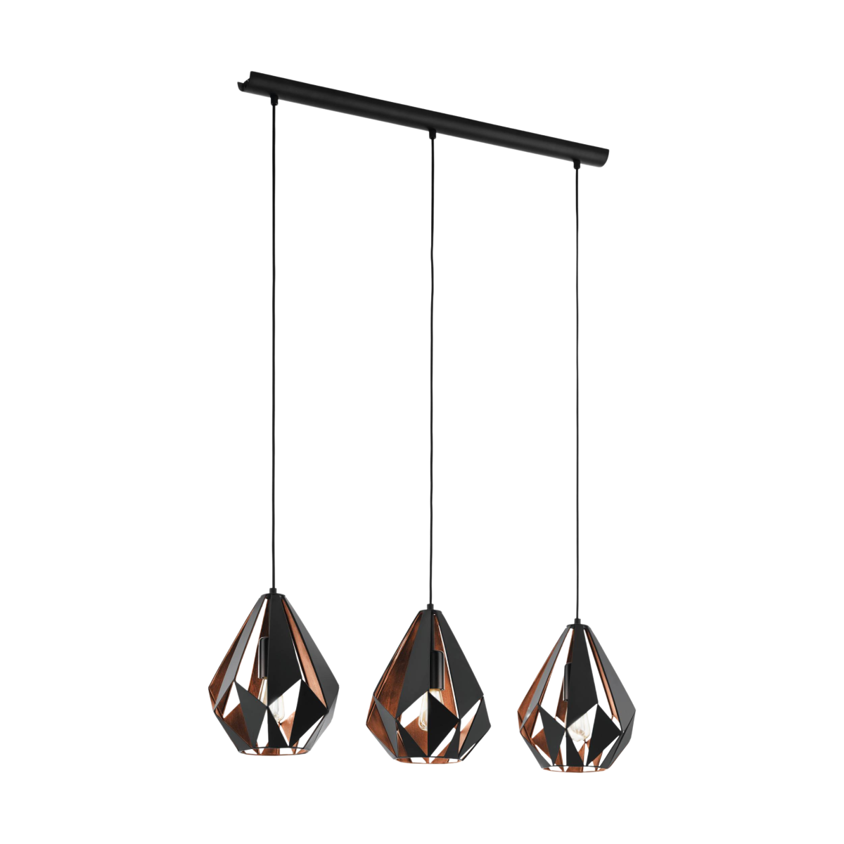 EGLO 3-flg Pendelleuchte Carlton 1 Schwarz Kupfer