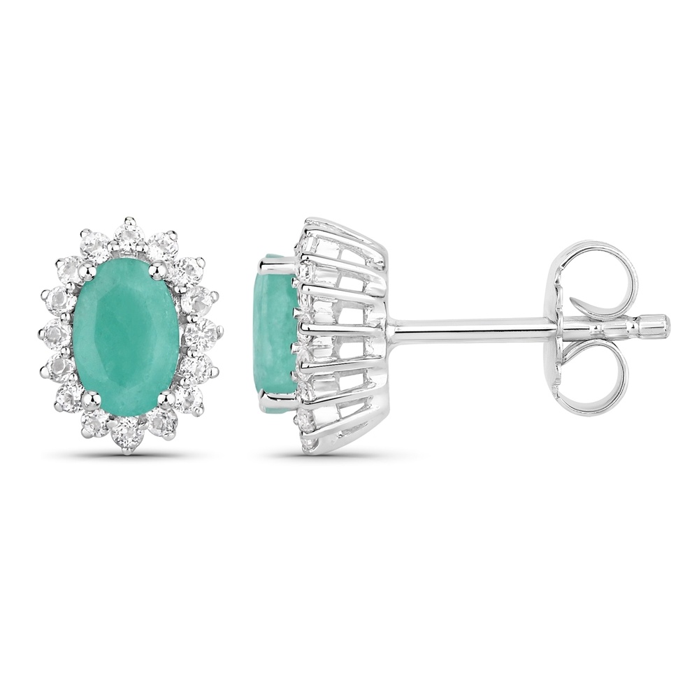 Rafaela Donata Boucles doreilles Argent sterling Emeraude en Argent Bijoux