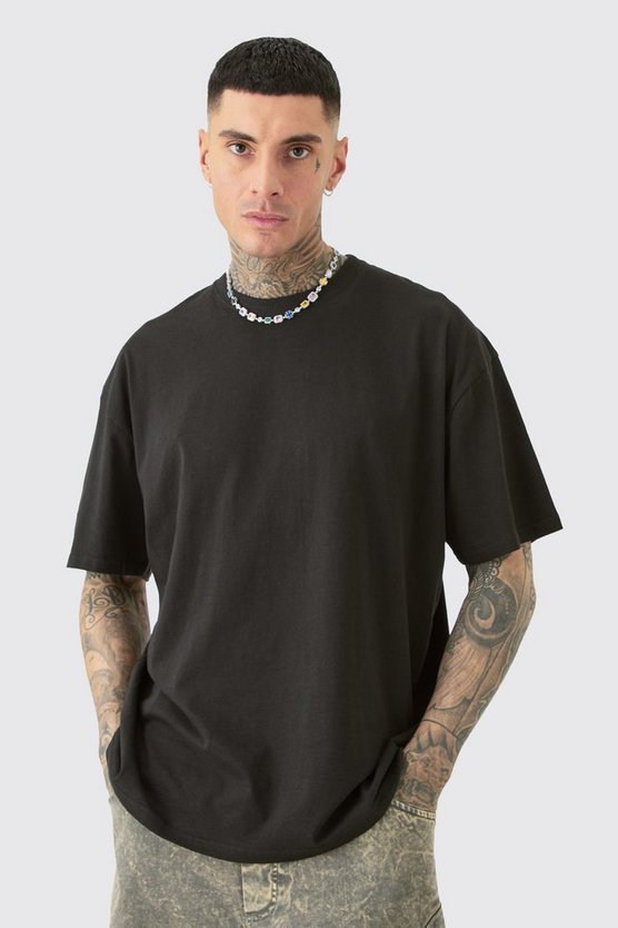 Tall schwarzes Oversize T-Shirt mit Print