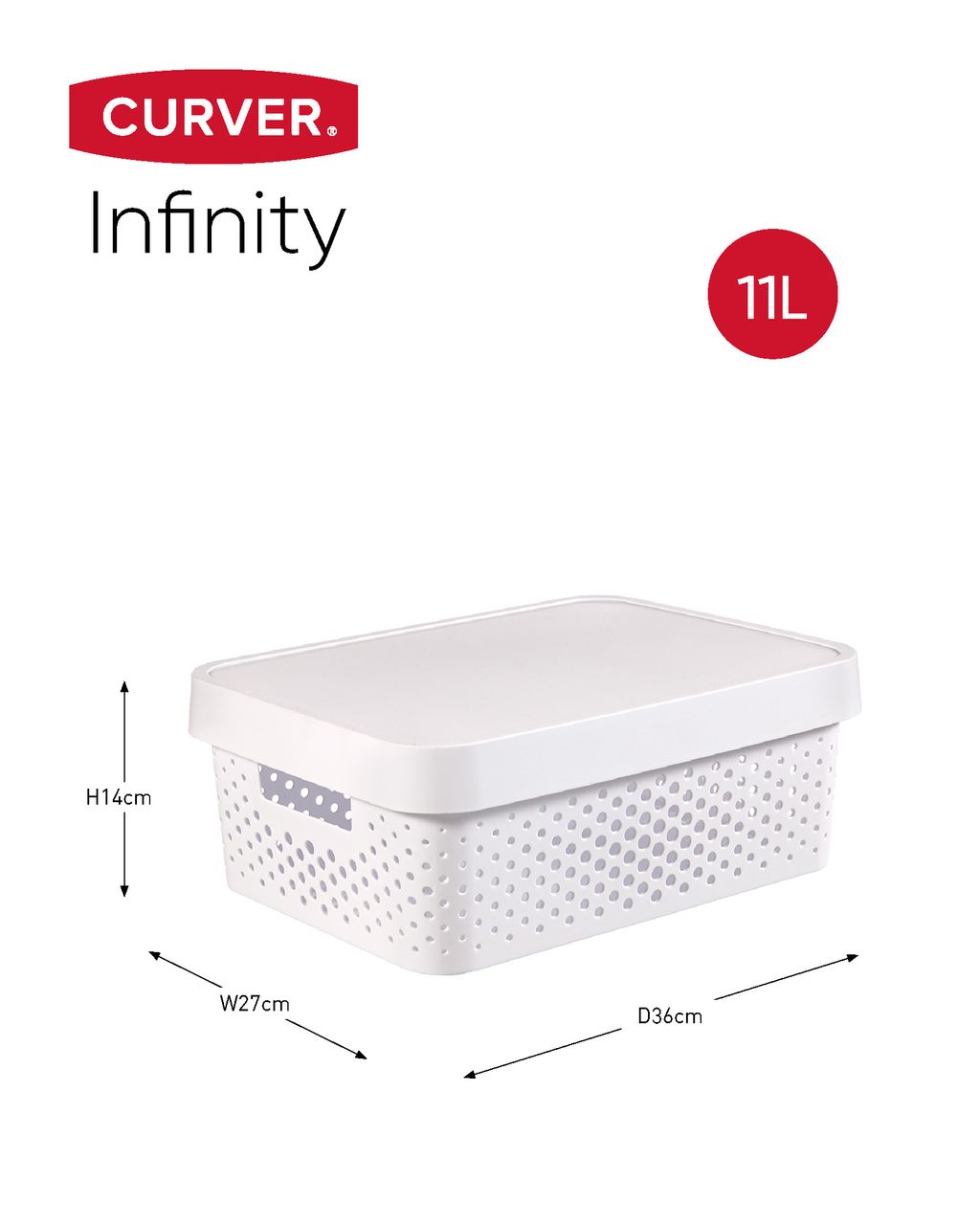 Curver 2 x INFINITY RECYCLING Boxen mit Lochmuster (11L   17L) und Deckel weiß