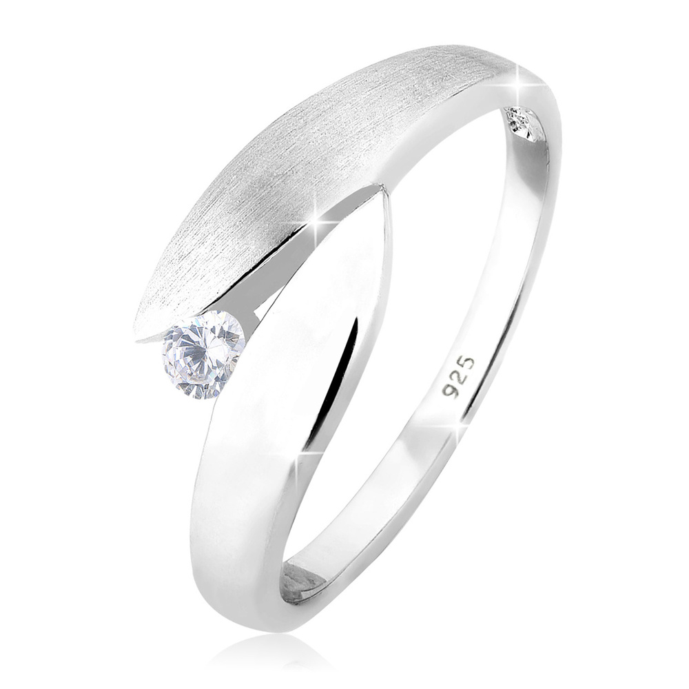 Elli Elli Bague Solitaire Enveloppé Cristaux de Zircone 925 Argent Bague