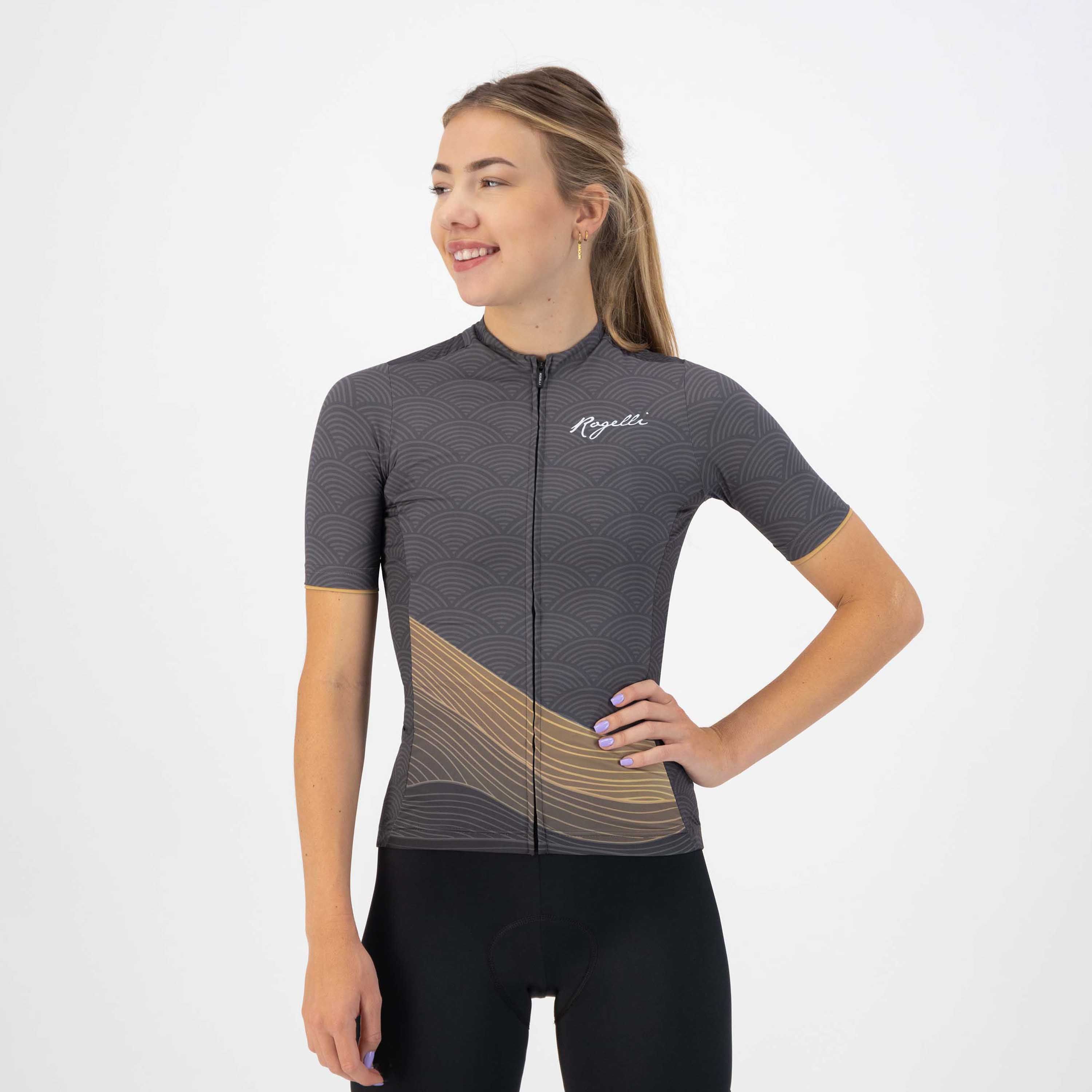 Rogelli Peace Grau/Gold Damen Radtrikot Kurzarm